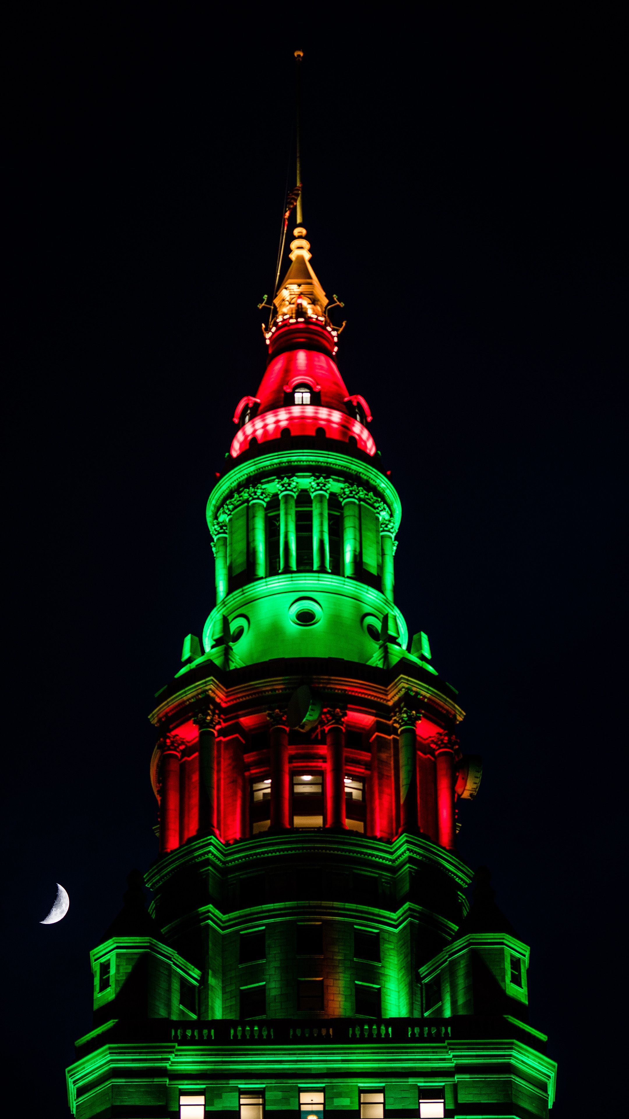 Terminal Tower at Night - architecture wallpaper for OpersCraft
