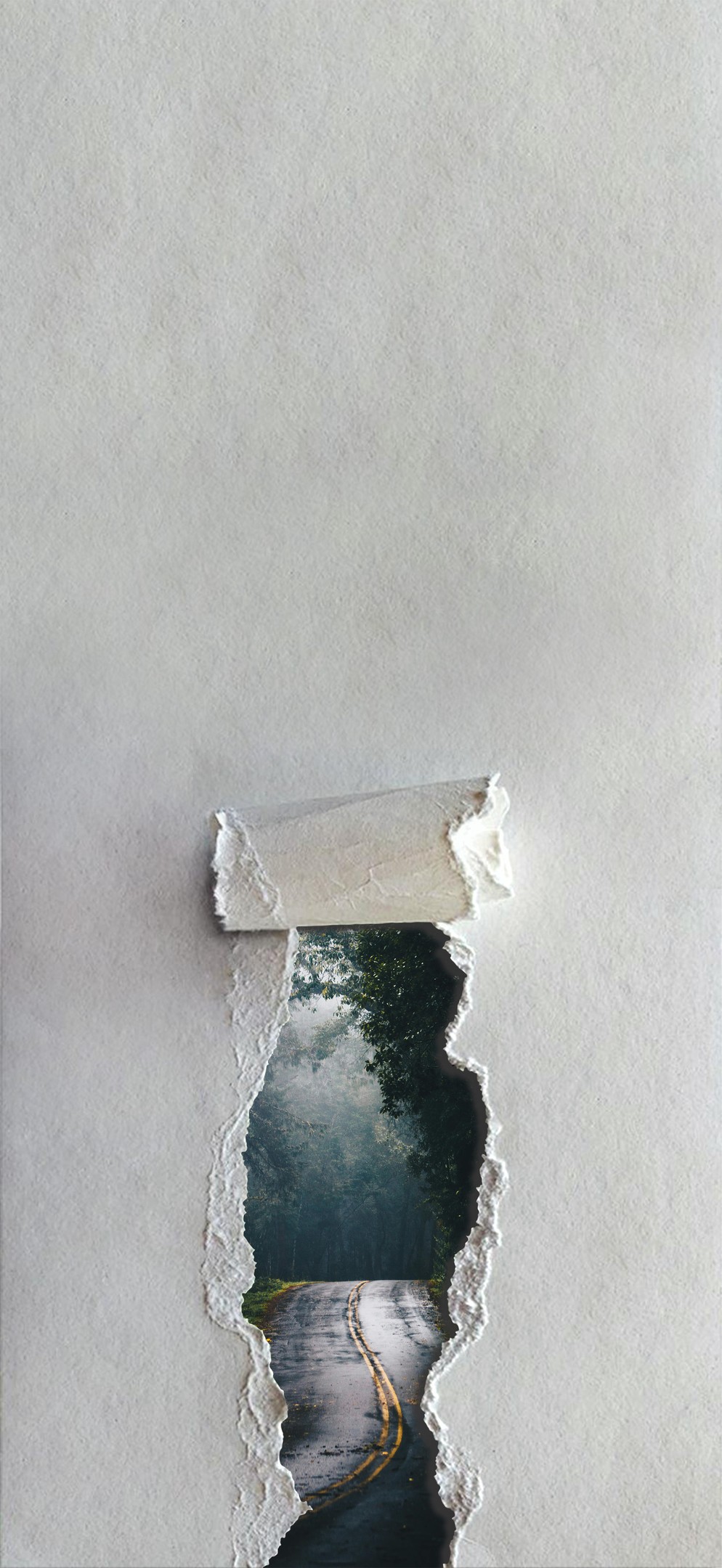 Torn Paper Forest Road - forest wallpaper for OpersCraft