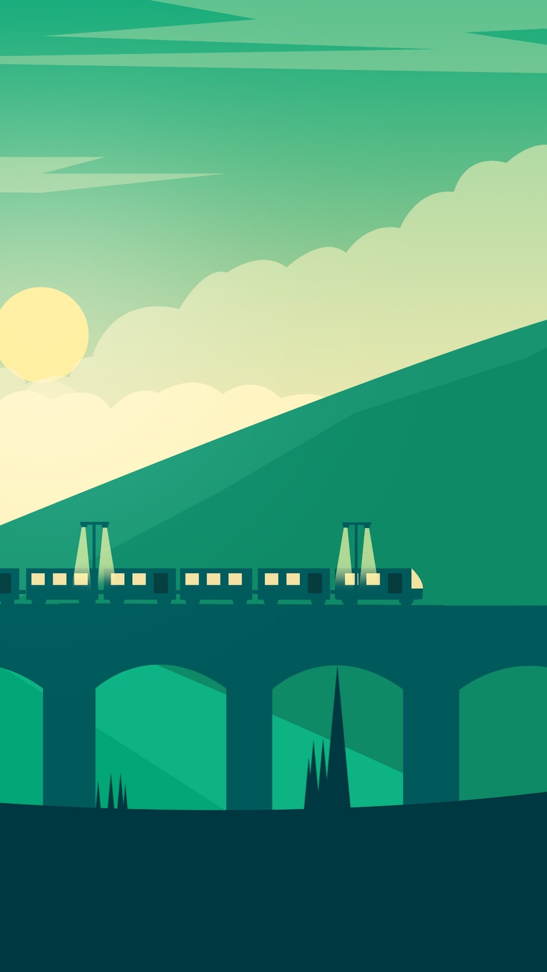 Train Crossing Green Landscape - train wallpaper for OpersCraft