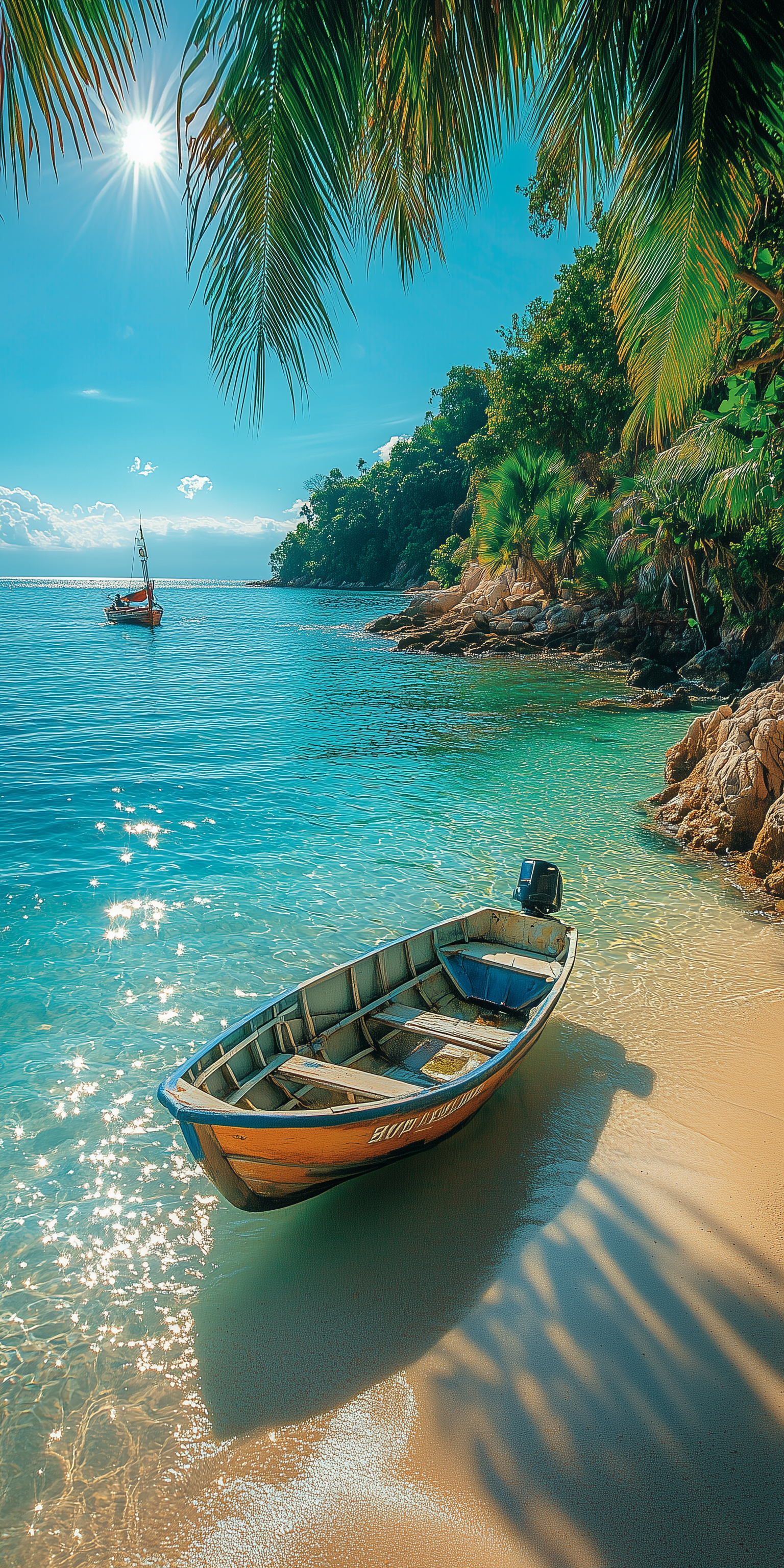 Tropical Beach Boat - beach wallpaper for OpersCraft