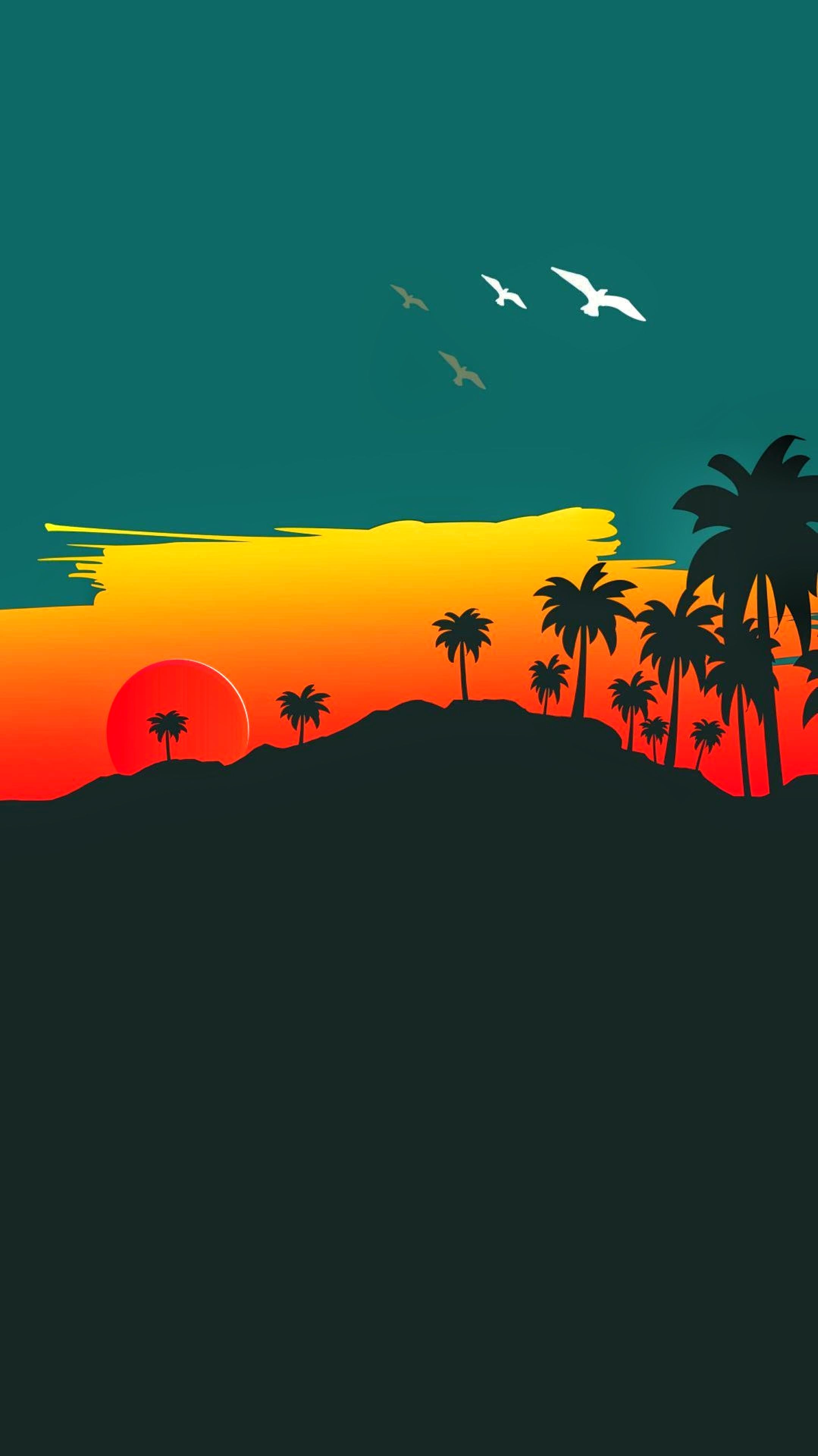 Tropical Sunset Silhouette - tropical wallpaper for OpersCraft