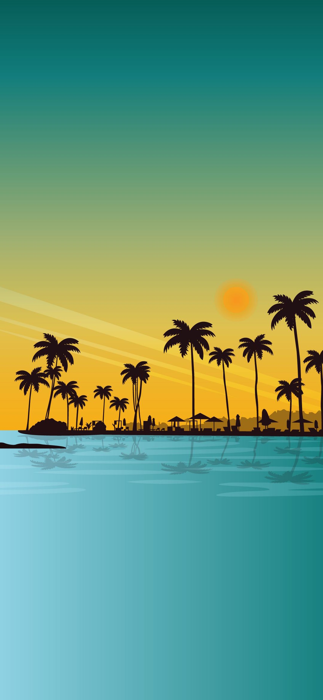 Tropical Sunset Silhouette - beach wallpaper for OpersCraft