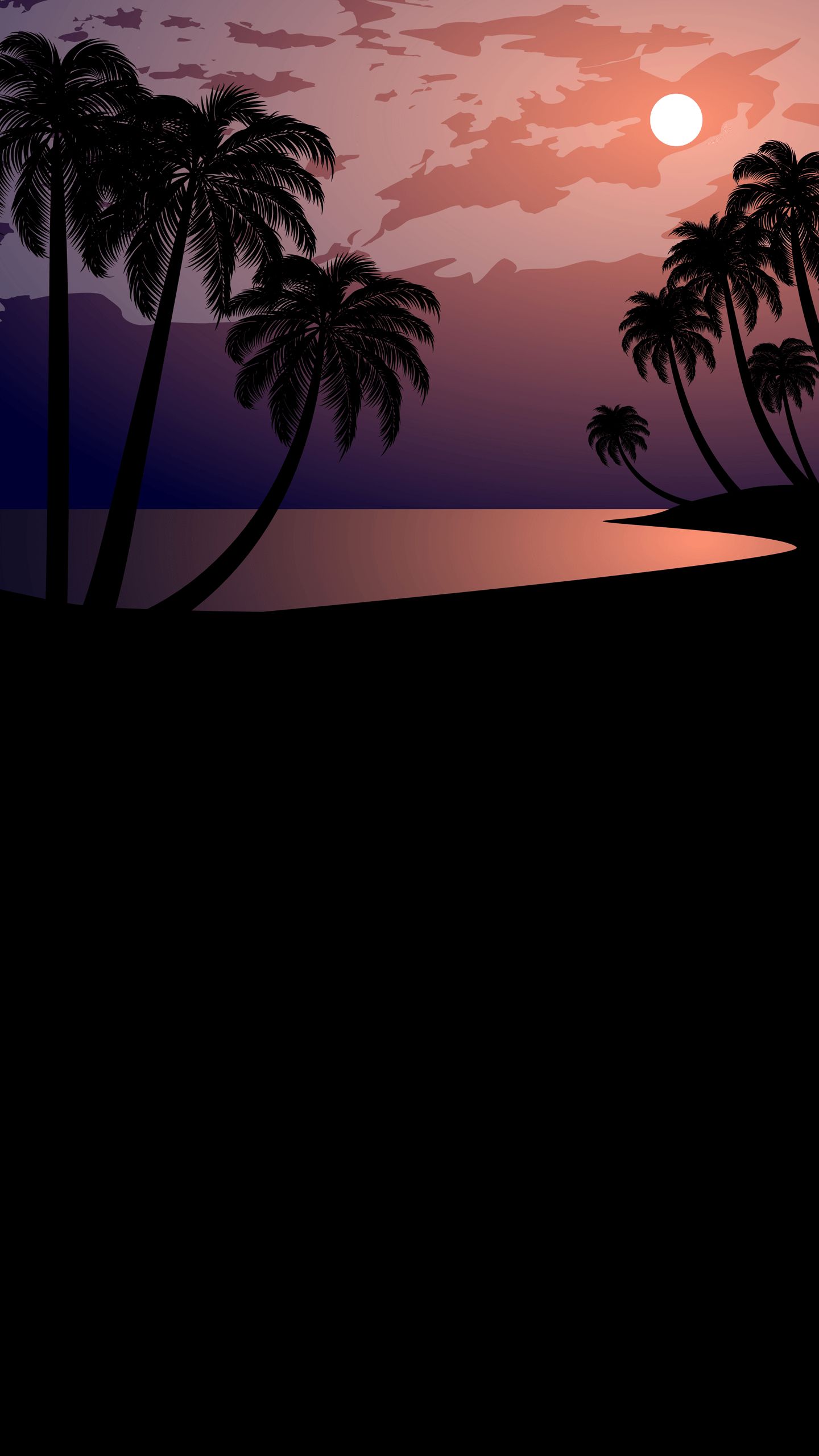 Tropical Sunset Silhouette - beach wallpaper for OpersCraft