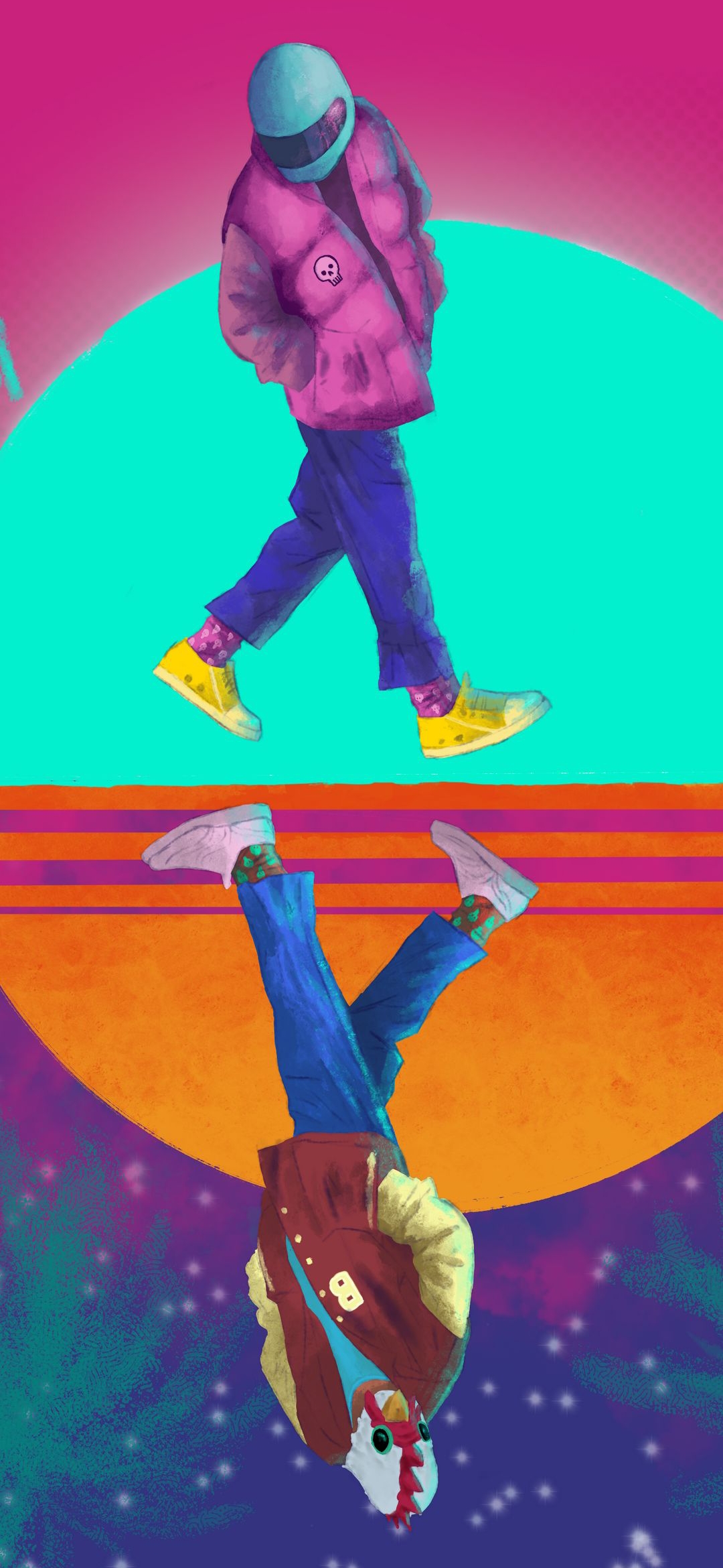 Upside Down Astronaut - illustration wallpaper for OpersCraft
