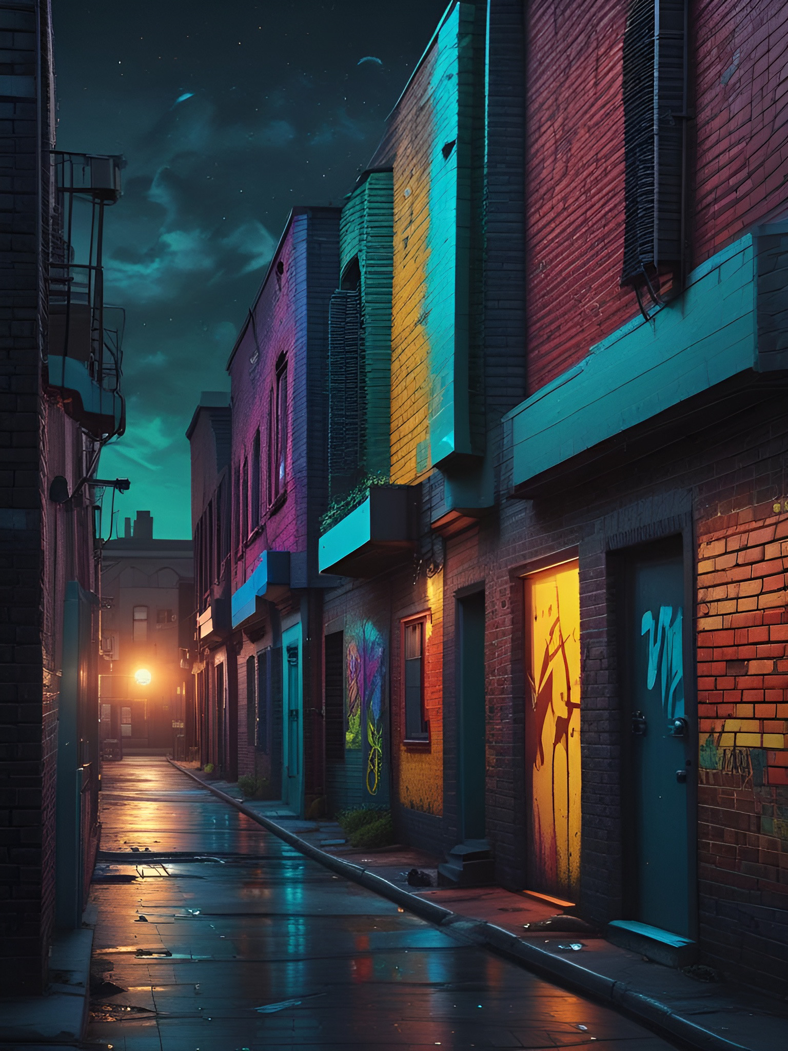 Urban Alleyway Nightscape - urban wallpaper for OpersCraft