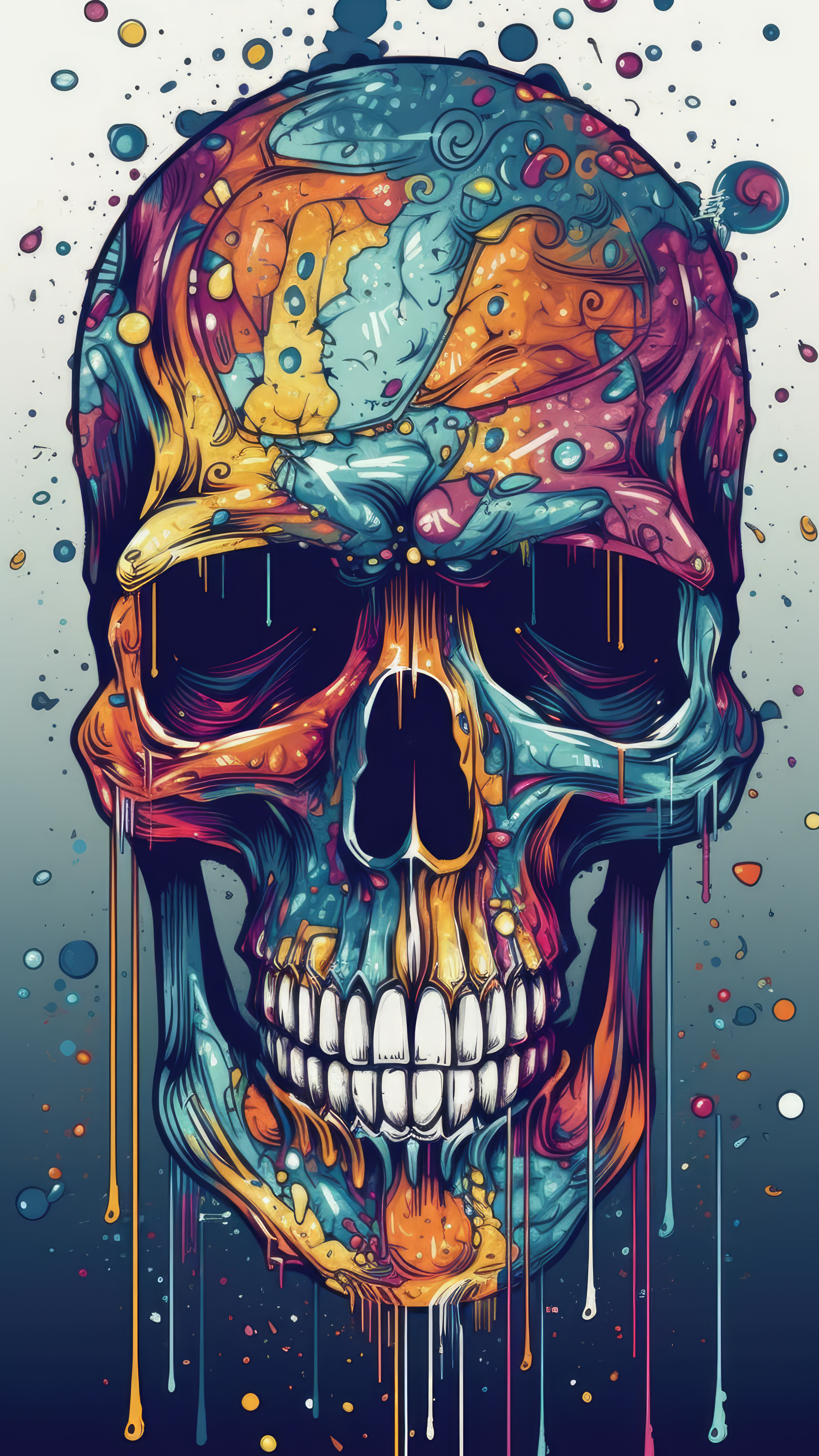 Vibrant Dripping Skull Art - skull wallpaper for OpersCraft
