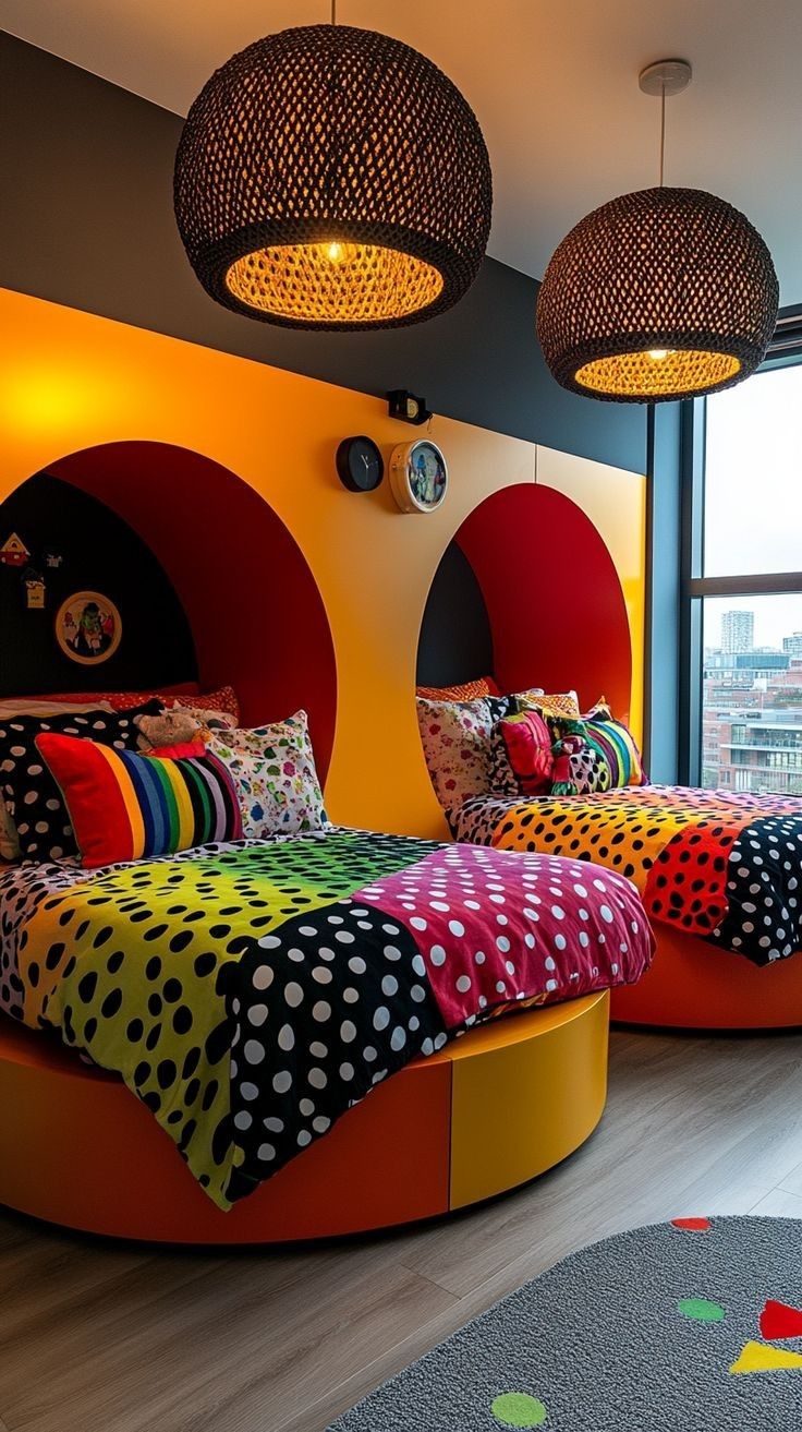 Vibrant Polka Dot Beds - colorful wallpaper for OpersCraft
