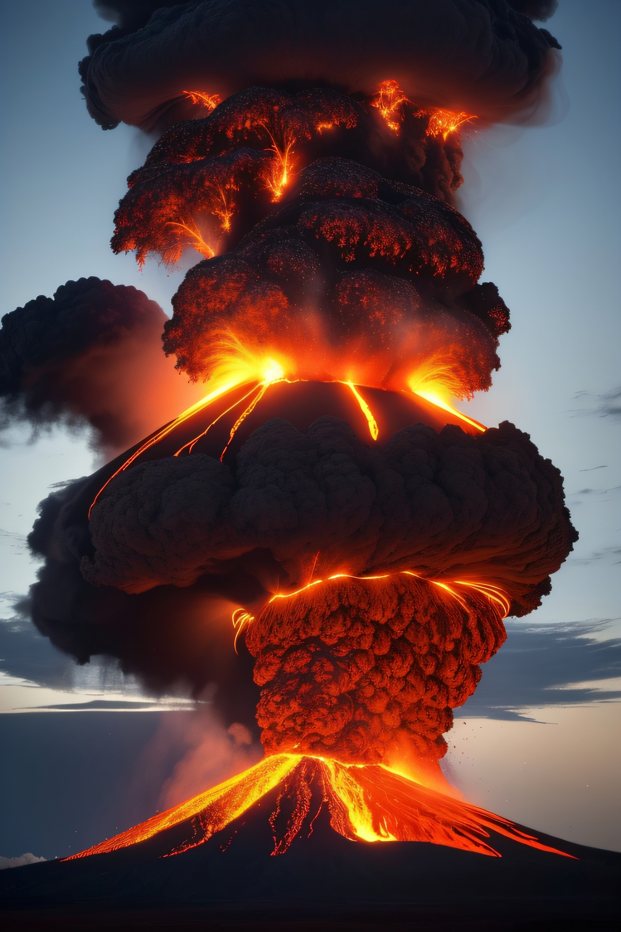 Volcanic Eruption at Dusk - nature wallpaper for OpersCraft