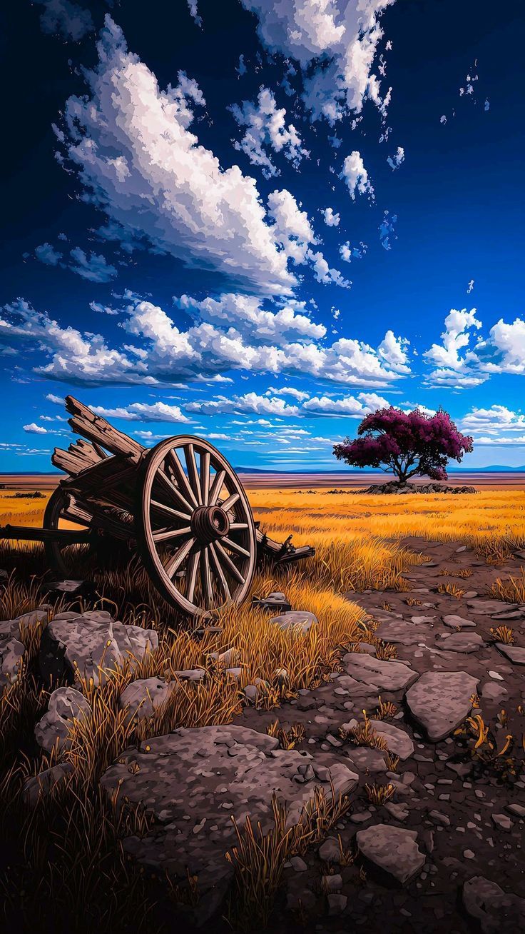 Wagon Wheel Prairie Sunset - nature wallpaper for OpersCraft