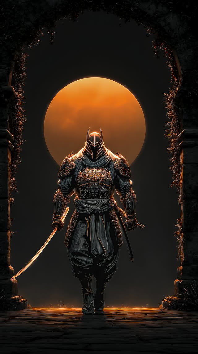 Warrior Under Moon - samurai wallpaper for OpersCraft