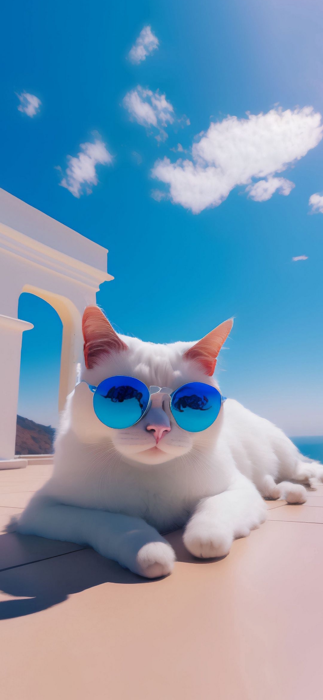 White_Cat_Blue_Sunglasses - animals wallpaper for OpersCraft