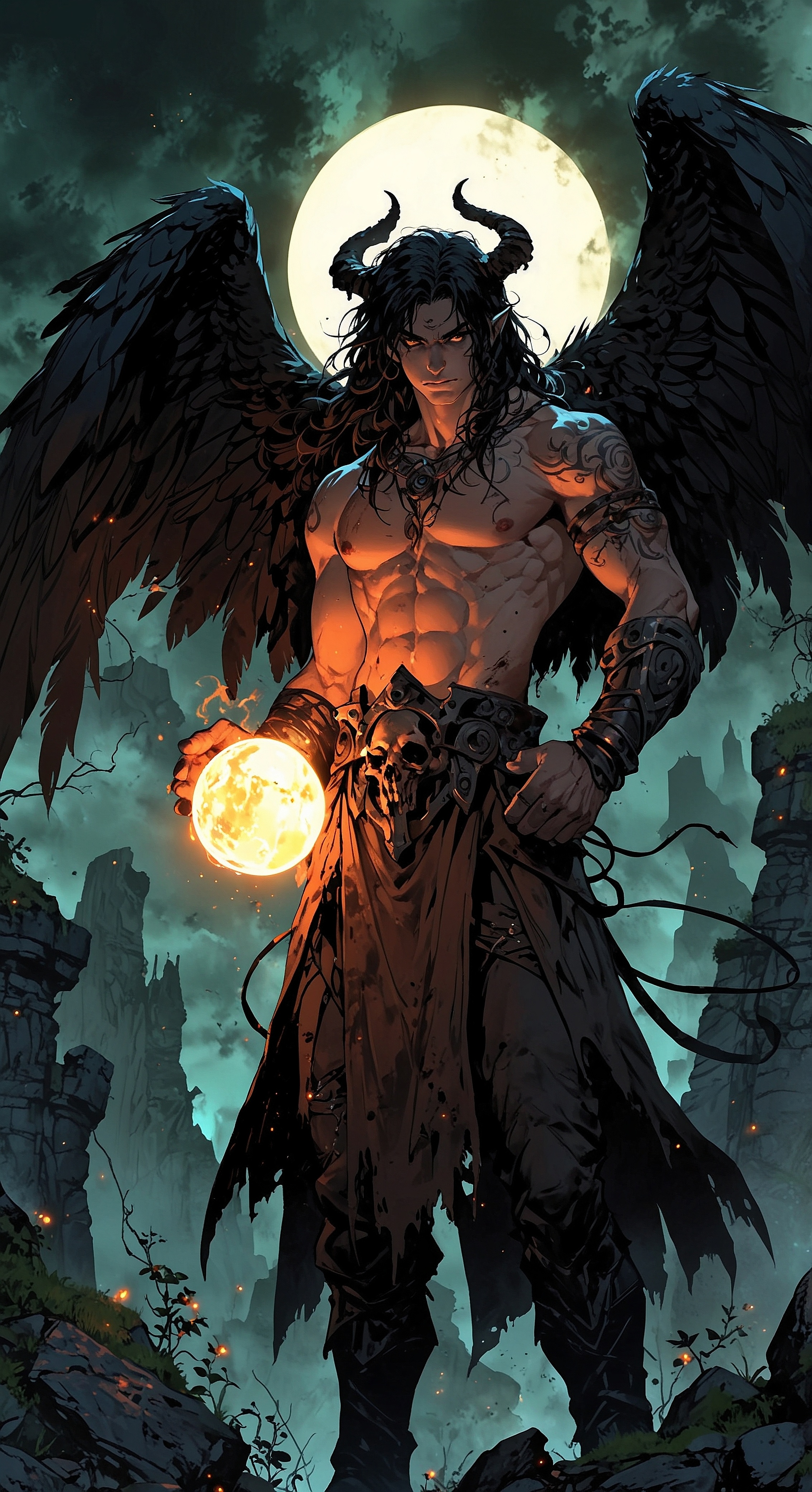 Winged Demon with Orb - anime wallpaper for OpersCraft