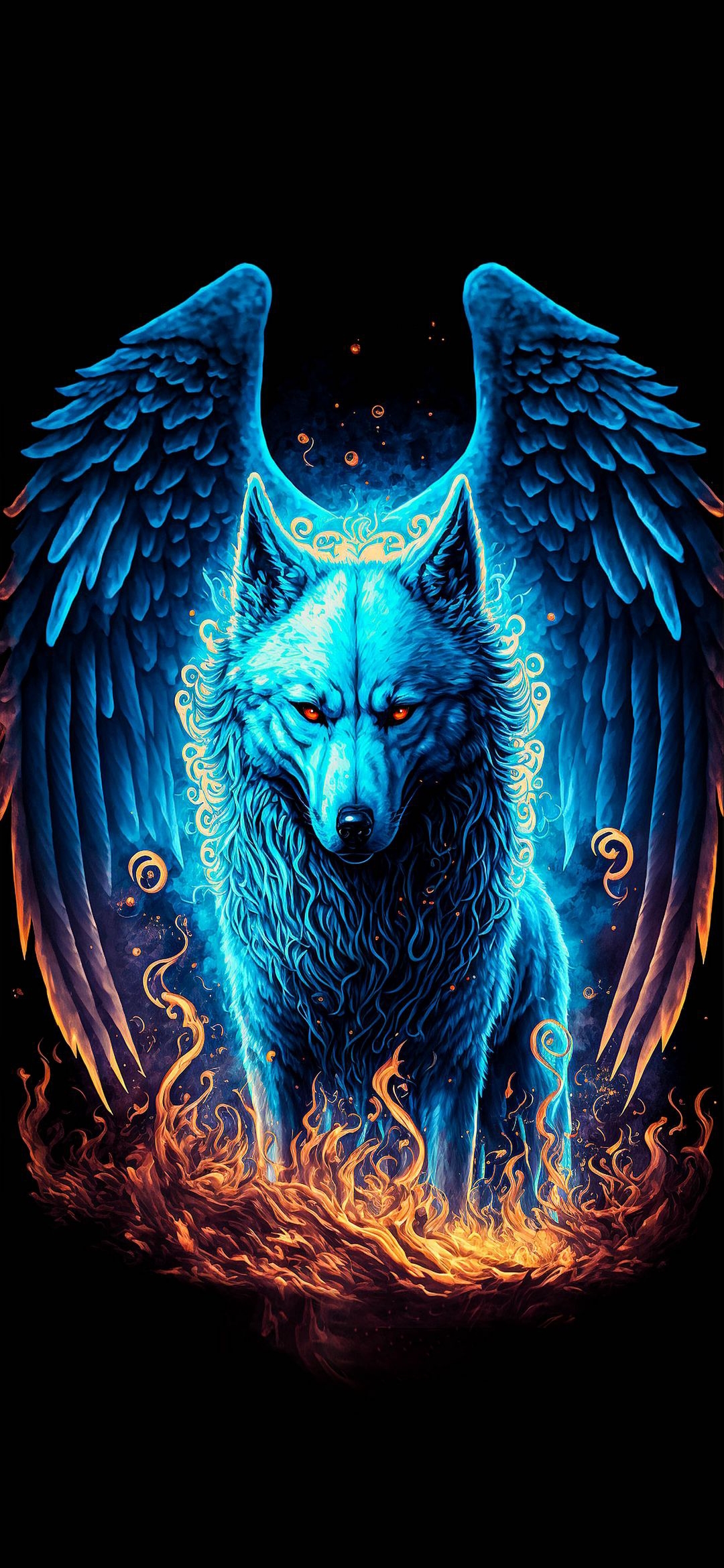 Winged Wolf of Fire - fantasy wallpaper for OpersCraft