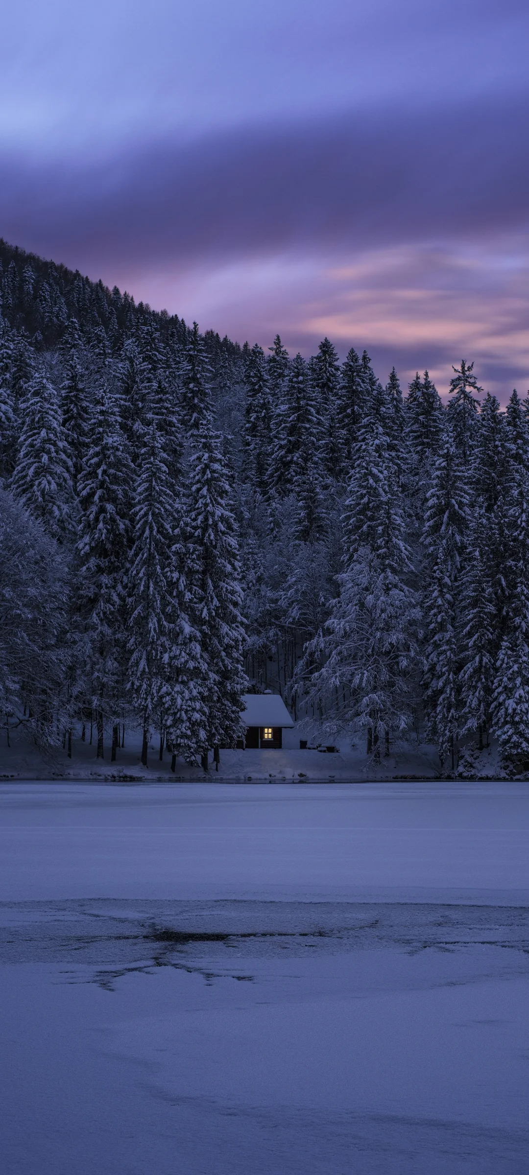 Winter Cabin Twilight - winter wallpaper for OpersCraft