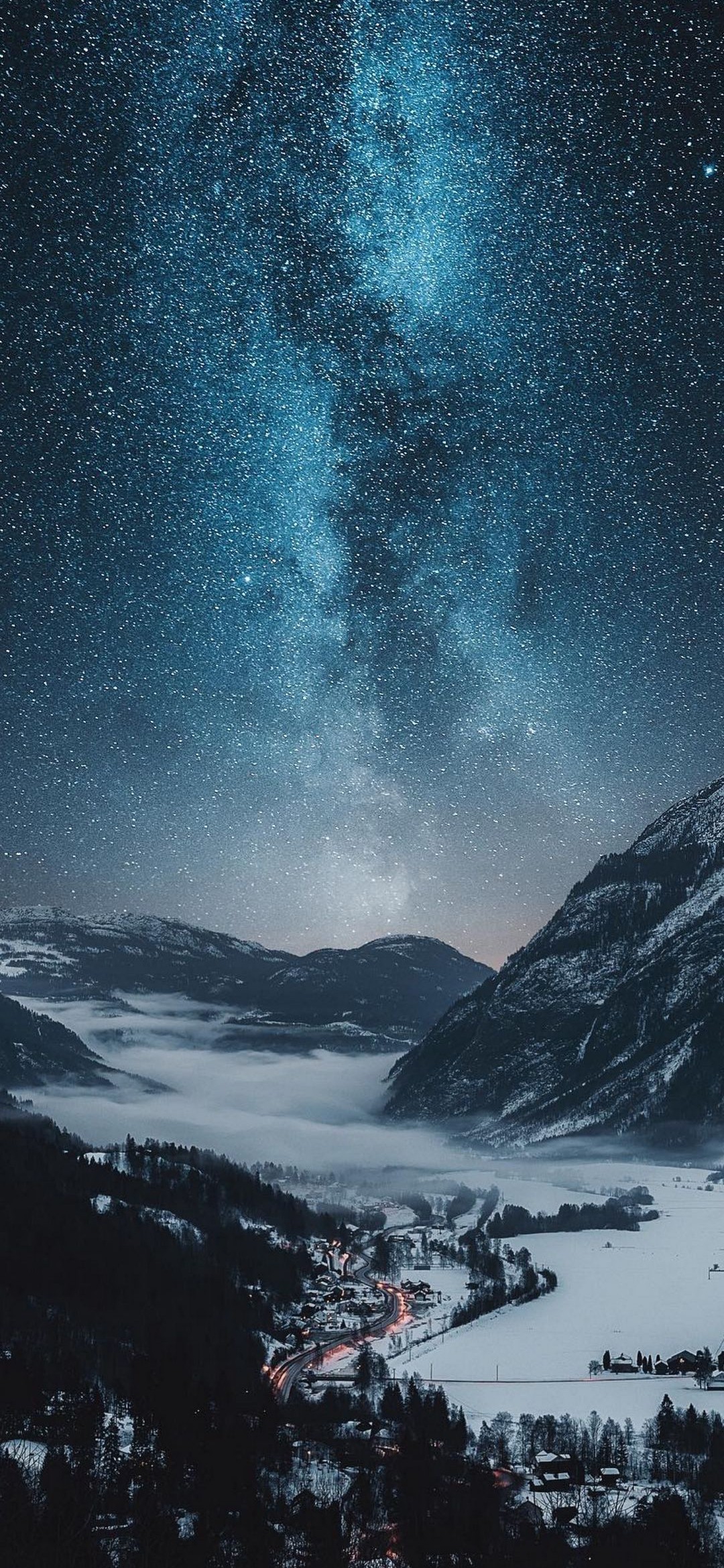 Winter Milky Way Valley - night wallpaper for OpersCraft