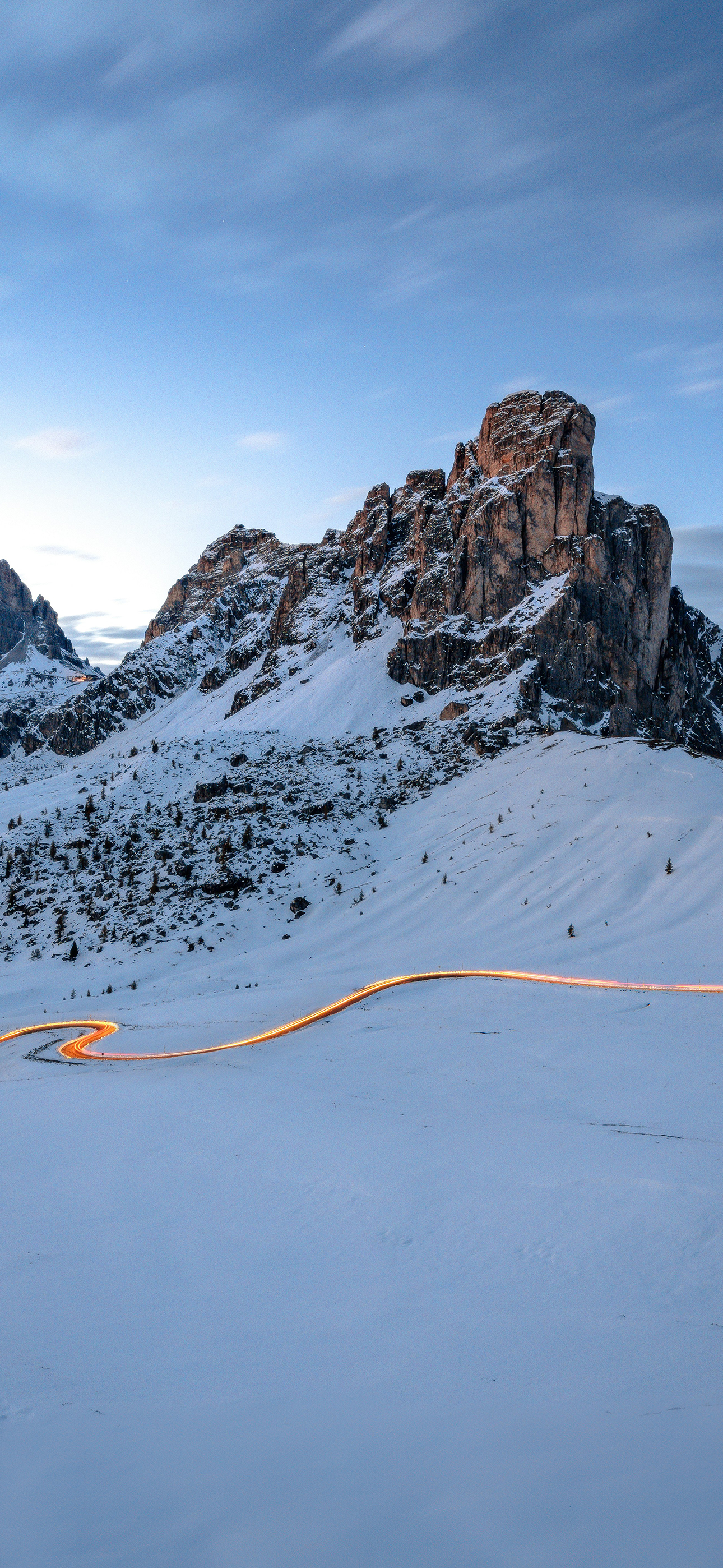 Winter Mountain Light Trail - landscape wallpaper for OpersCraft