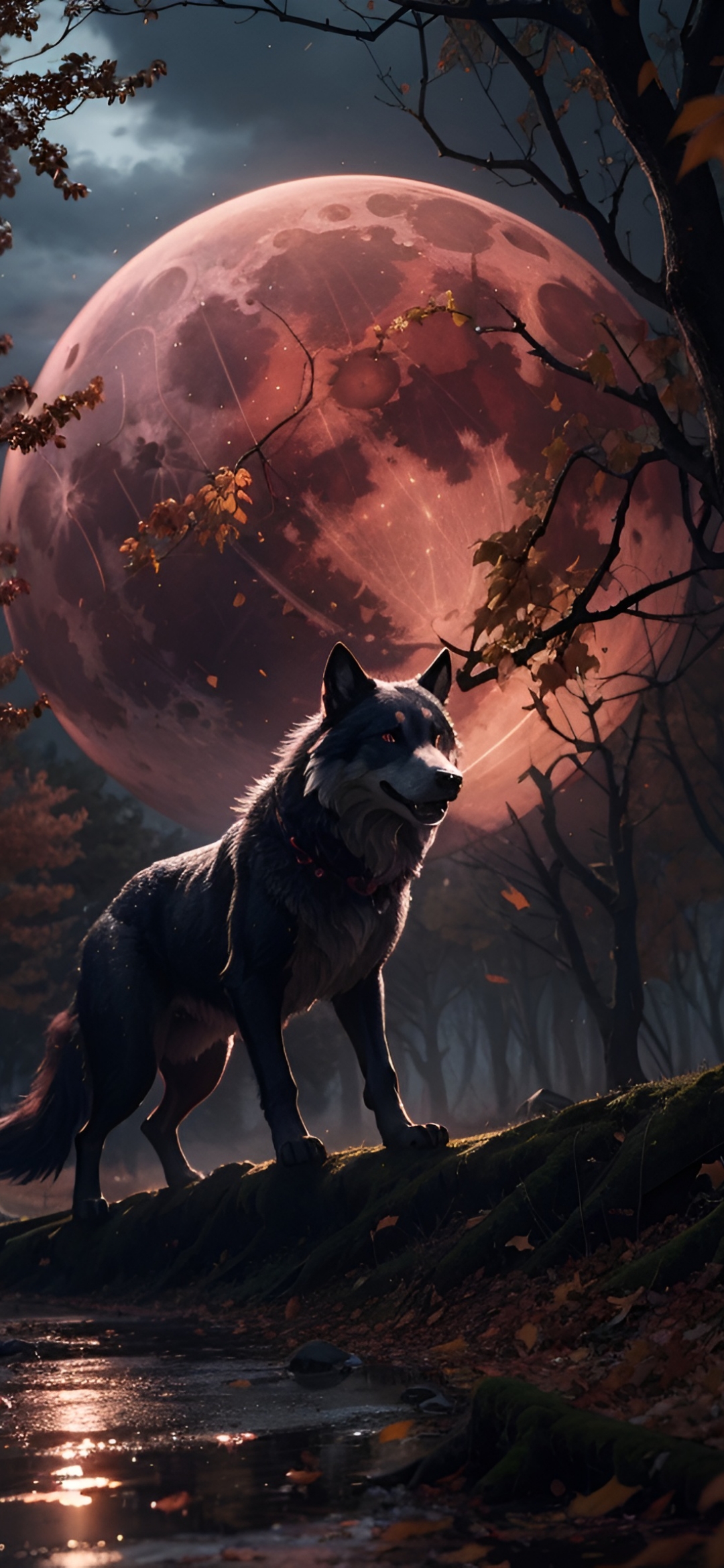 Wolf and Crimson Moon - wolf wallpaper for OpersCraft
