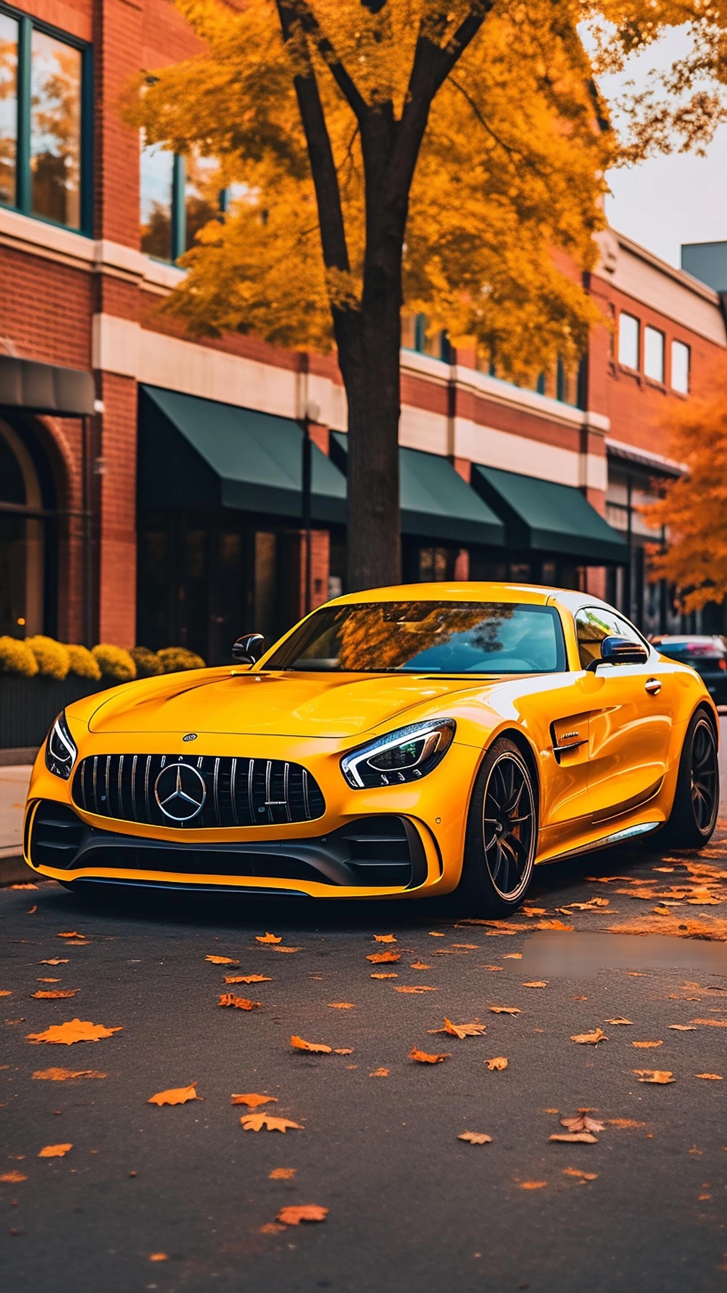 Yellow Mercedes Autumn Drive - random wallpaper for OpersCraft