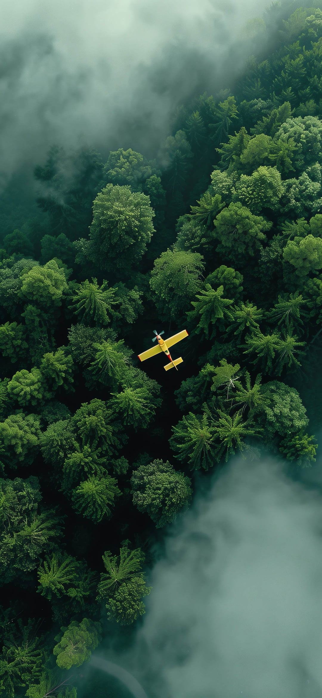Yellow Plane Forest Flight - airplane wallpaper for OpersCraft