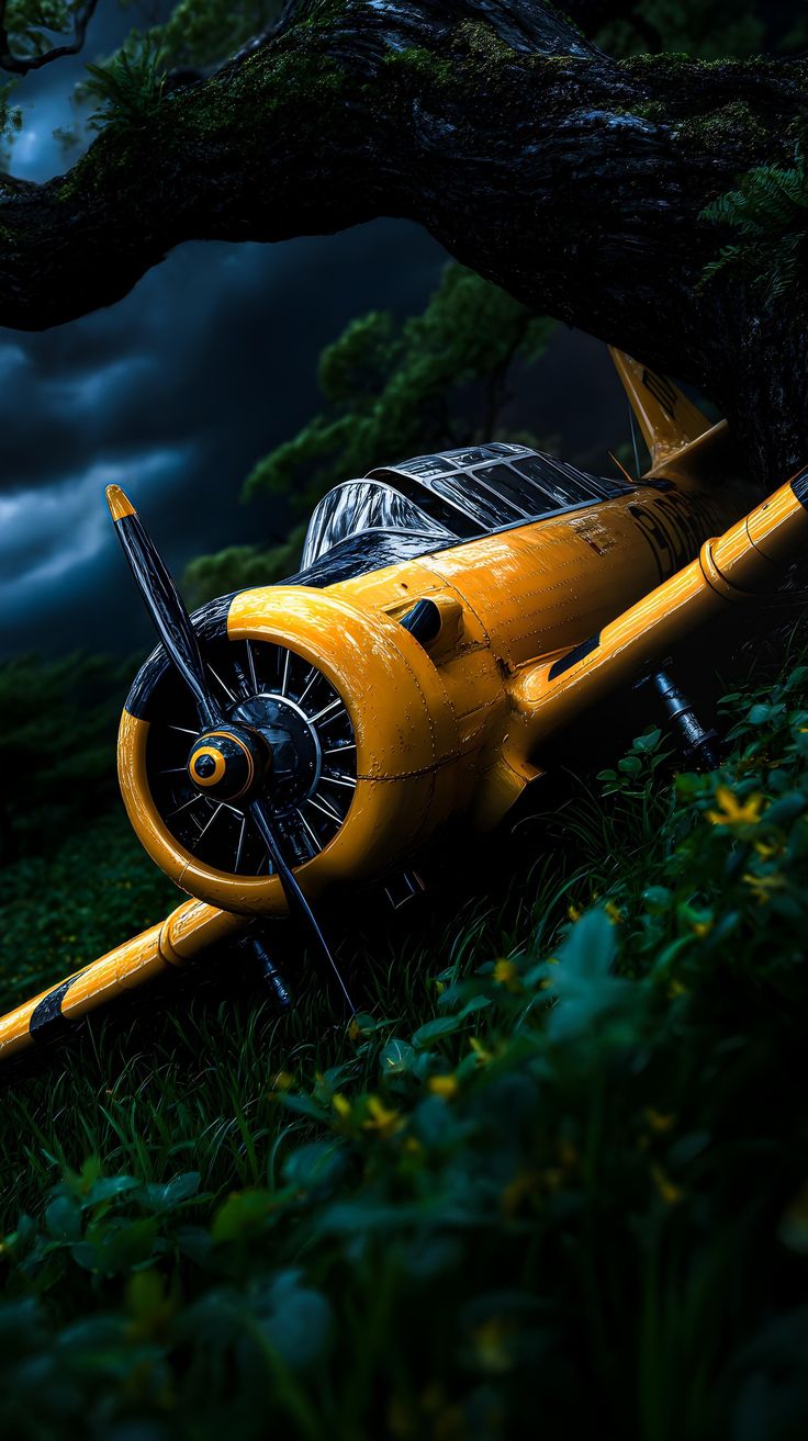 Yellow Plane in Forest - random wallpaper for OpersCraft