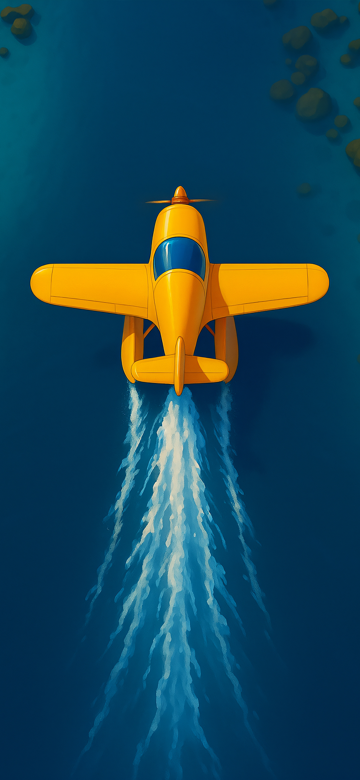 Yellow Seaplane Over Water - illustration wallpaper for OpersCraft