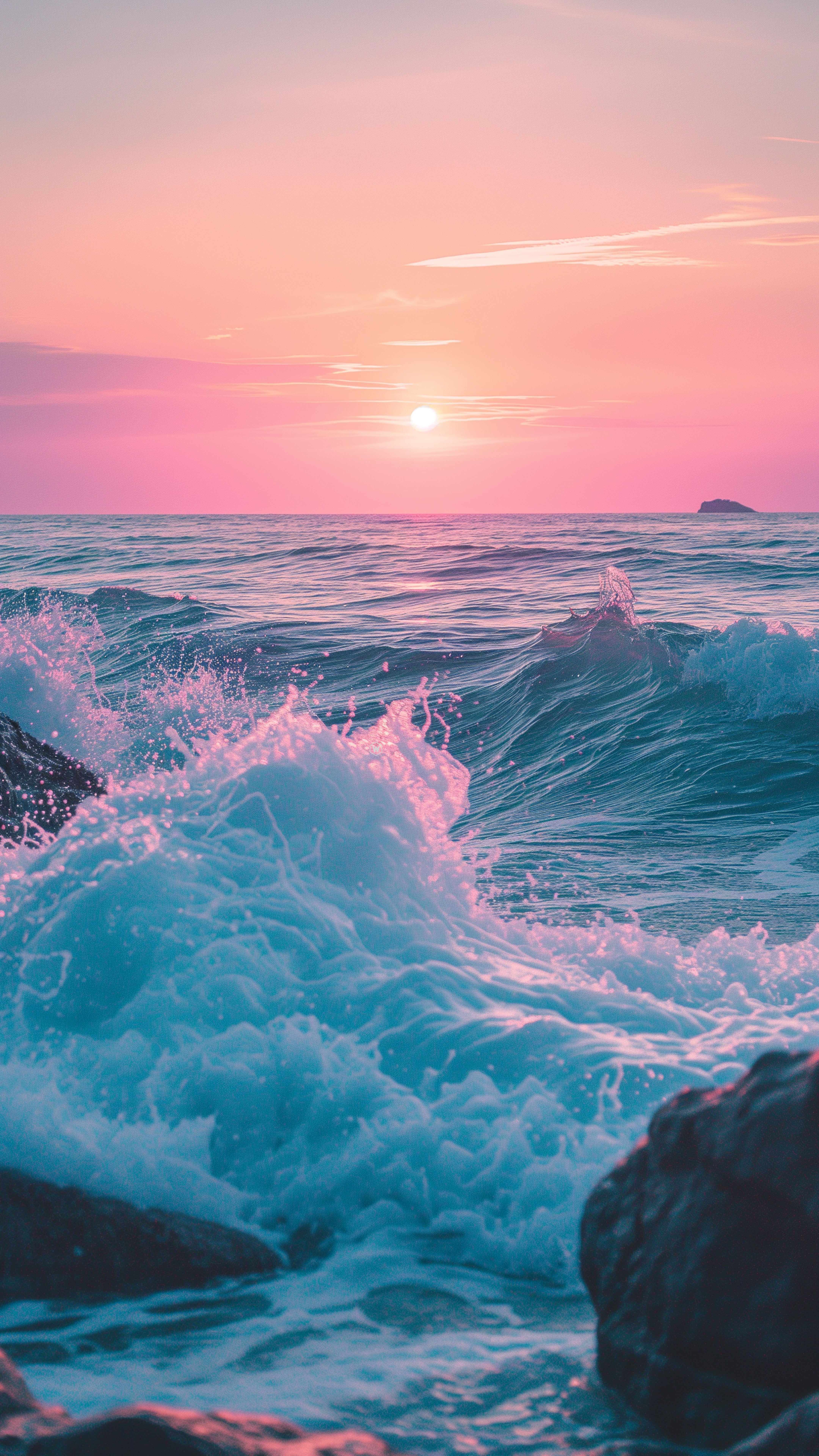 Pink Sunset Ocean Waves - sunset wallpaper for StockWalls