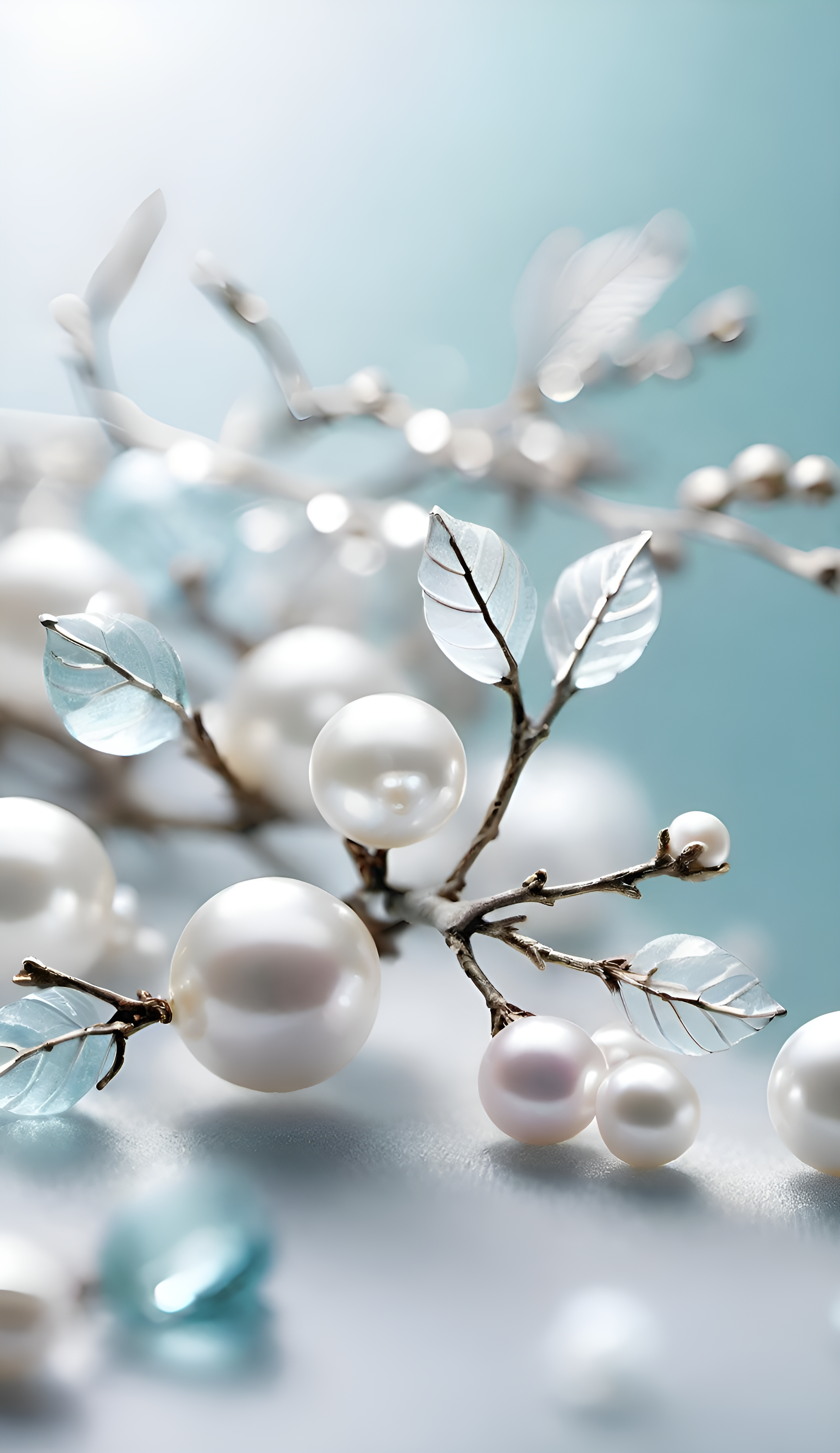 Elegant Pearl Branch Art - floral wallpaper for StockWalls