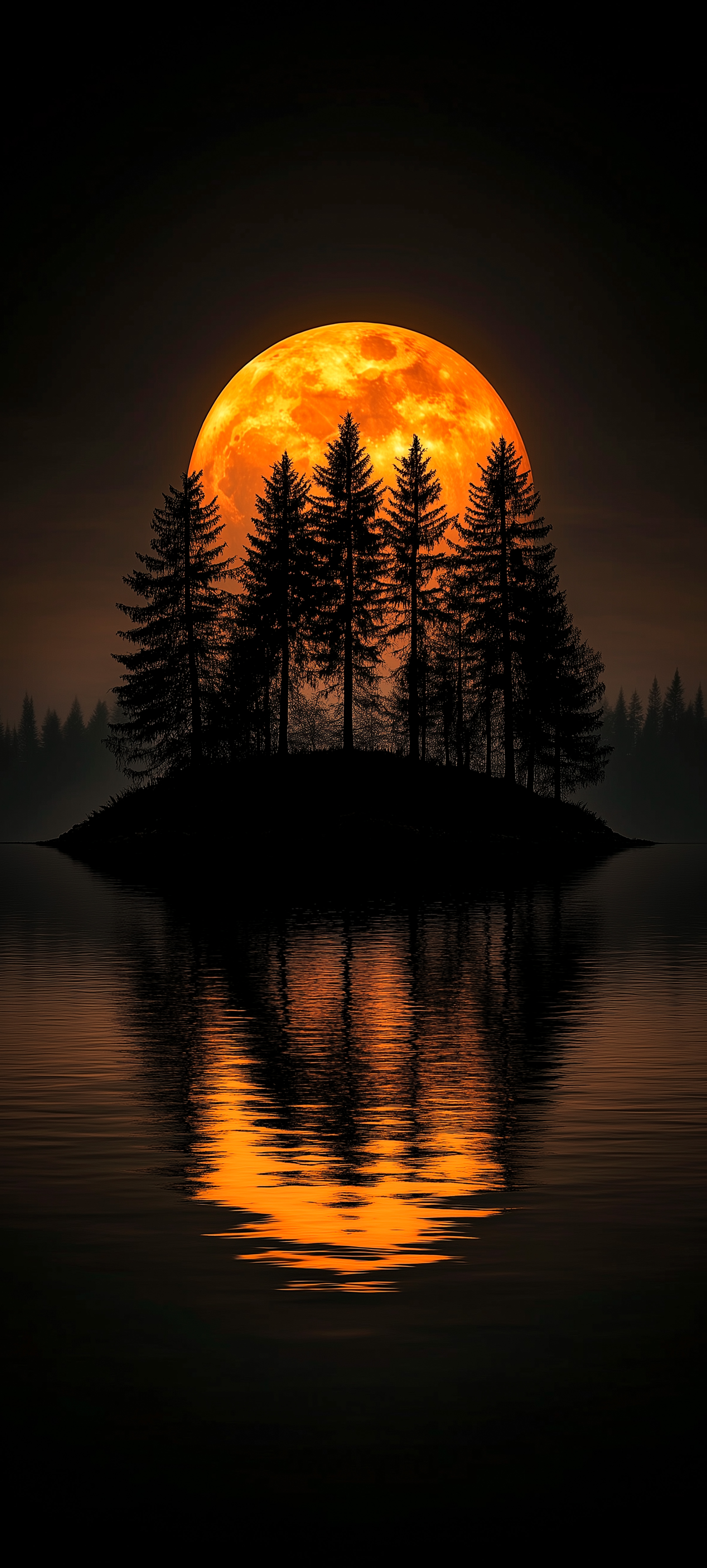Orange Moon Forest Reflection - moon wallpaper for StockWalls