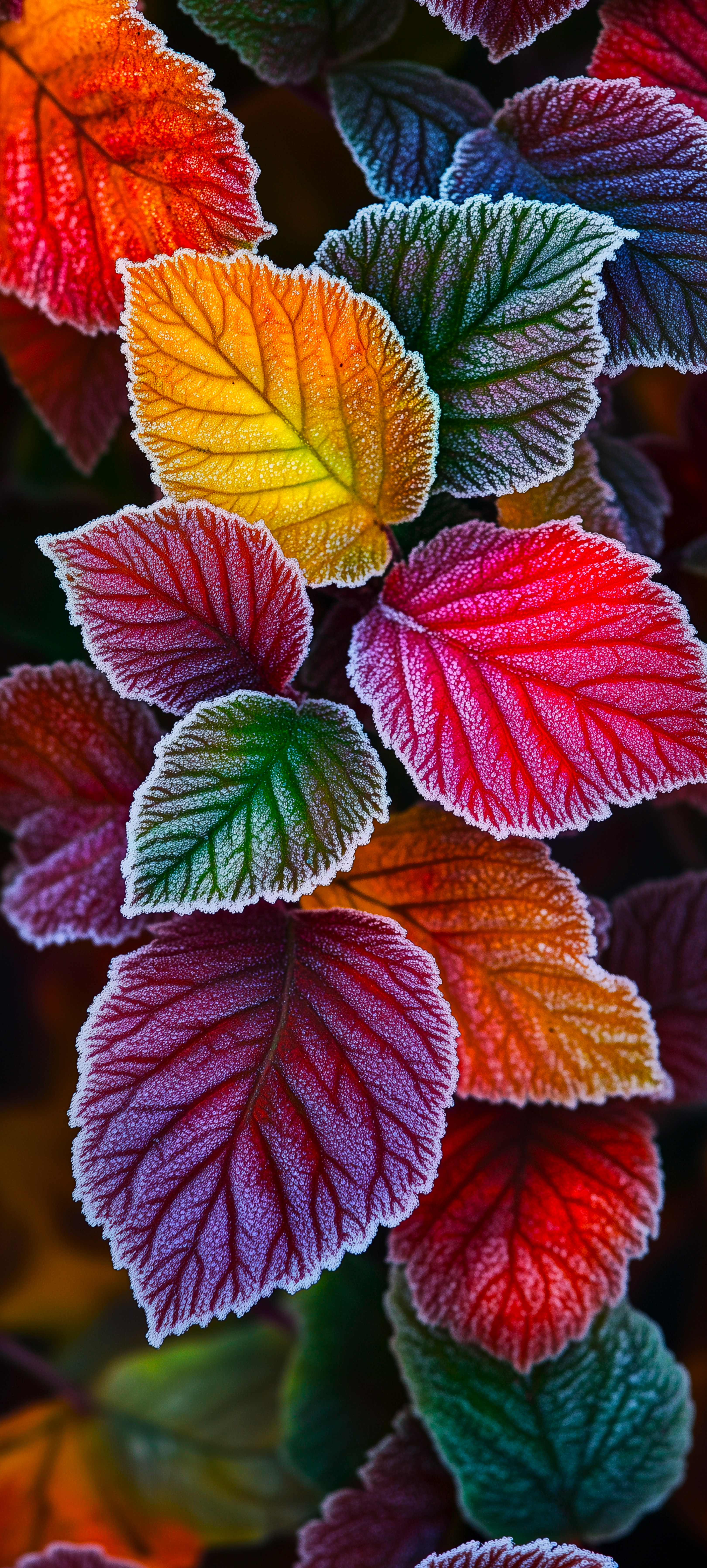 Frosted Colorful Autumn Leaves - autumn wallpaper for StockWalls