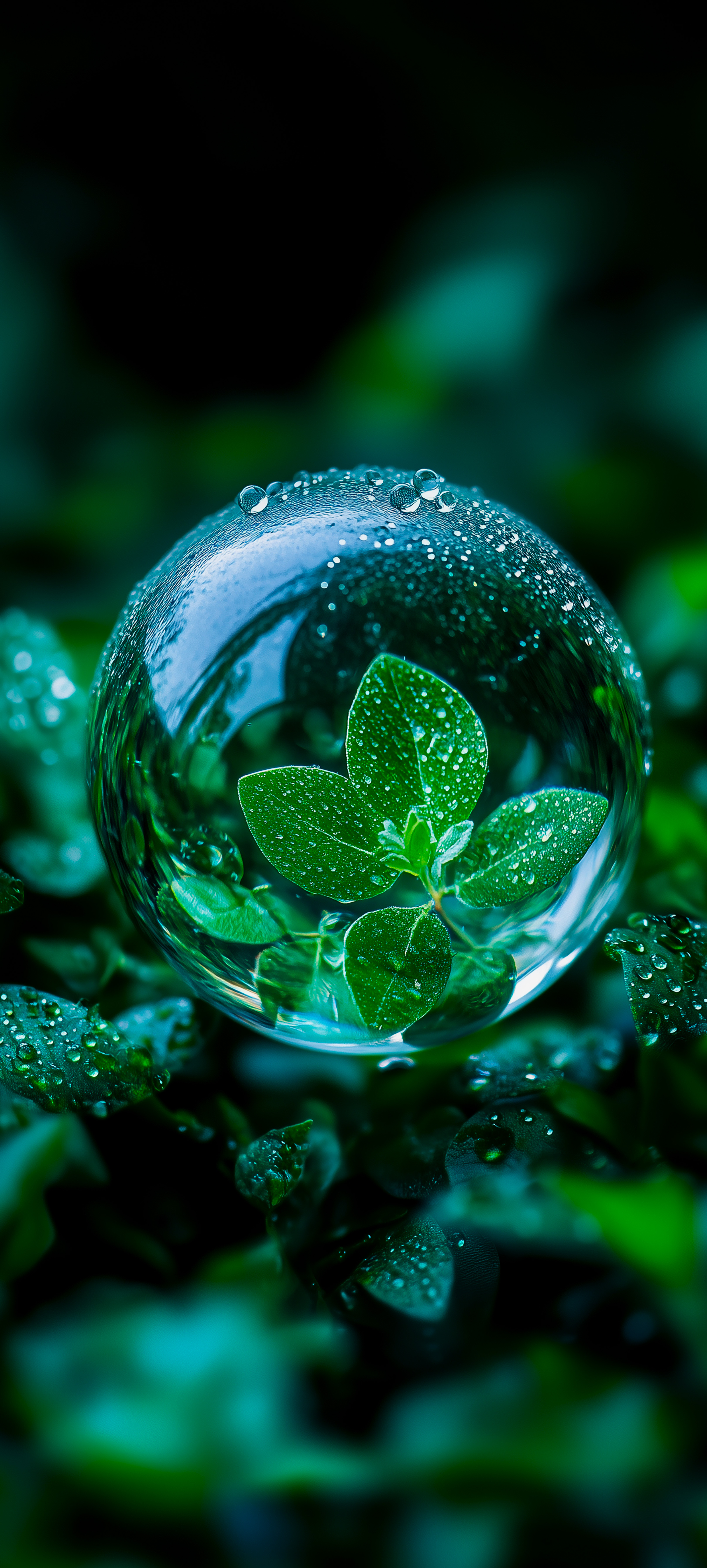Dewy Leaf Crystal Sphere - macro wallpaper for StockWalls