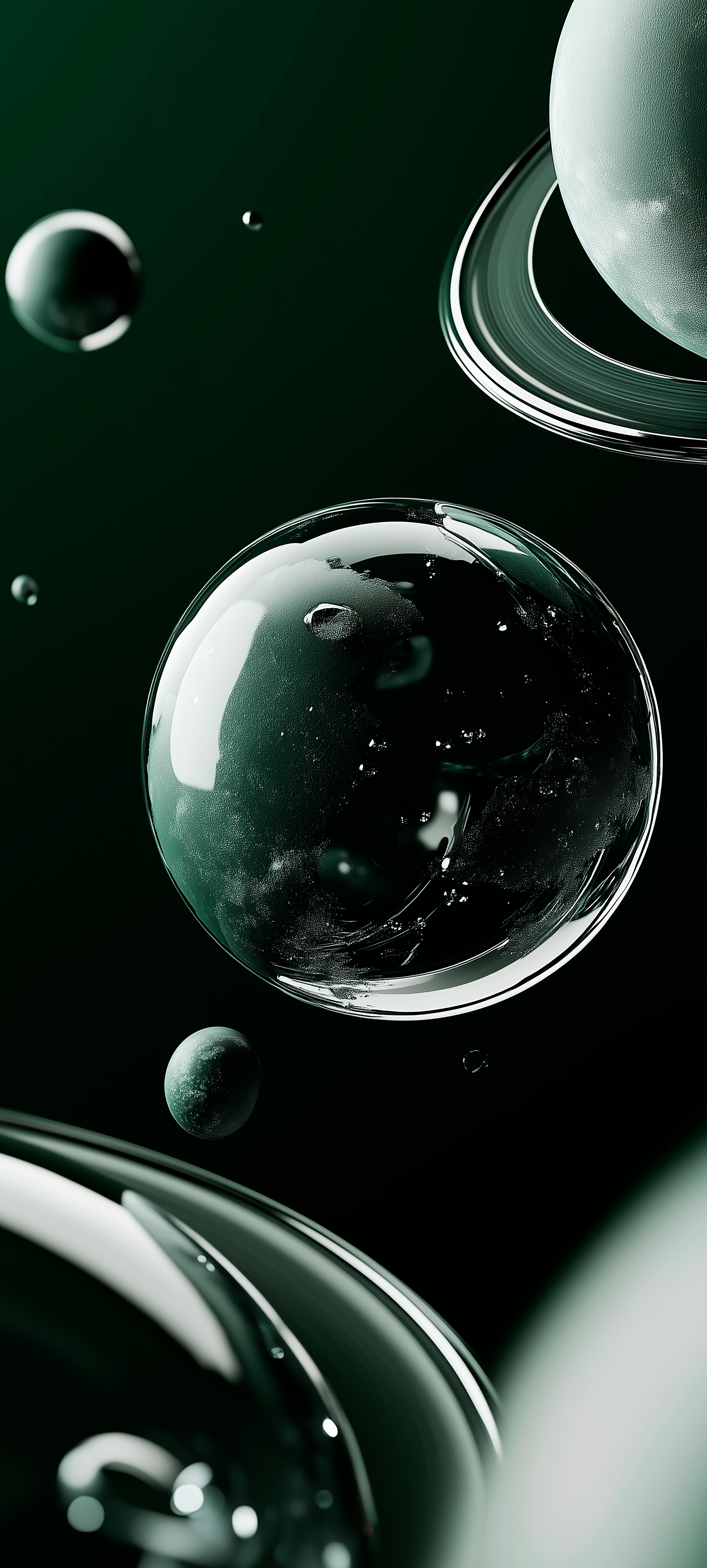 Dark Green Space Spheres - space wallpaper for StockWalls