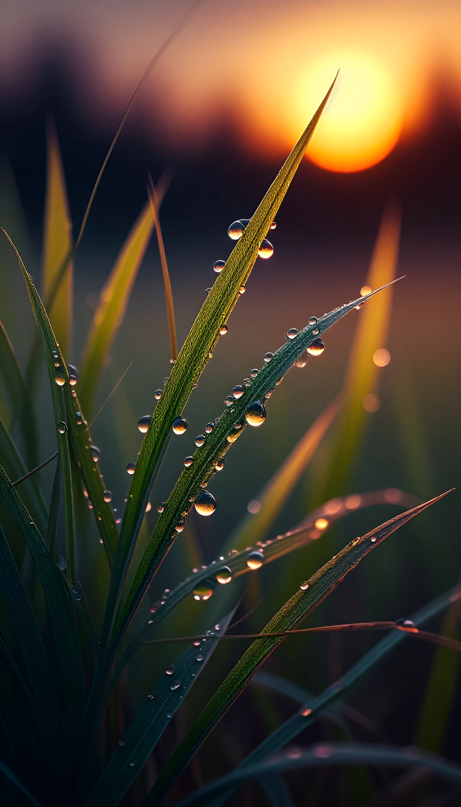 Dew Drops at Sunset - macro wallpaper for StockWalls