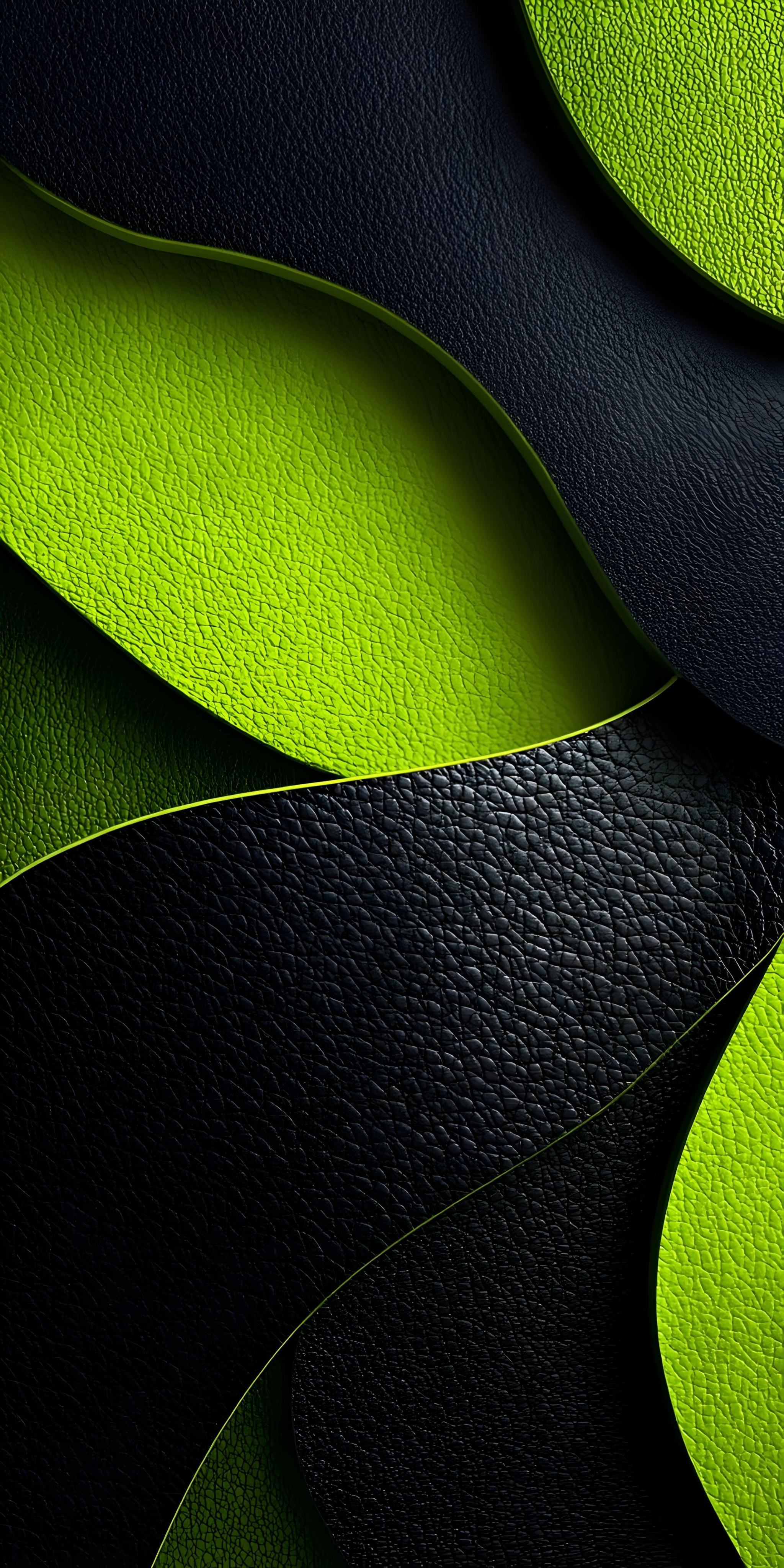 Neon Green Leather Waves - texture wallpaper for StockWalls