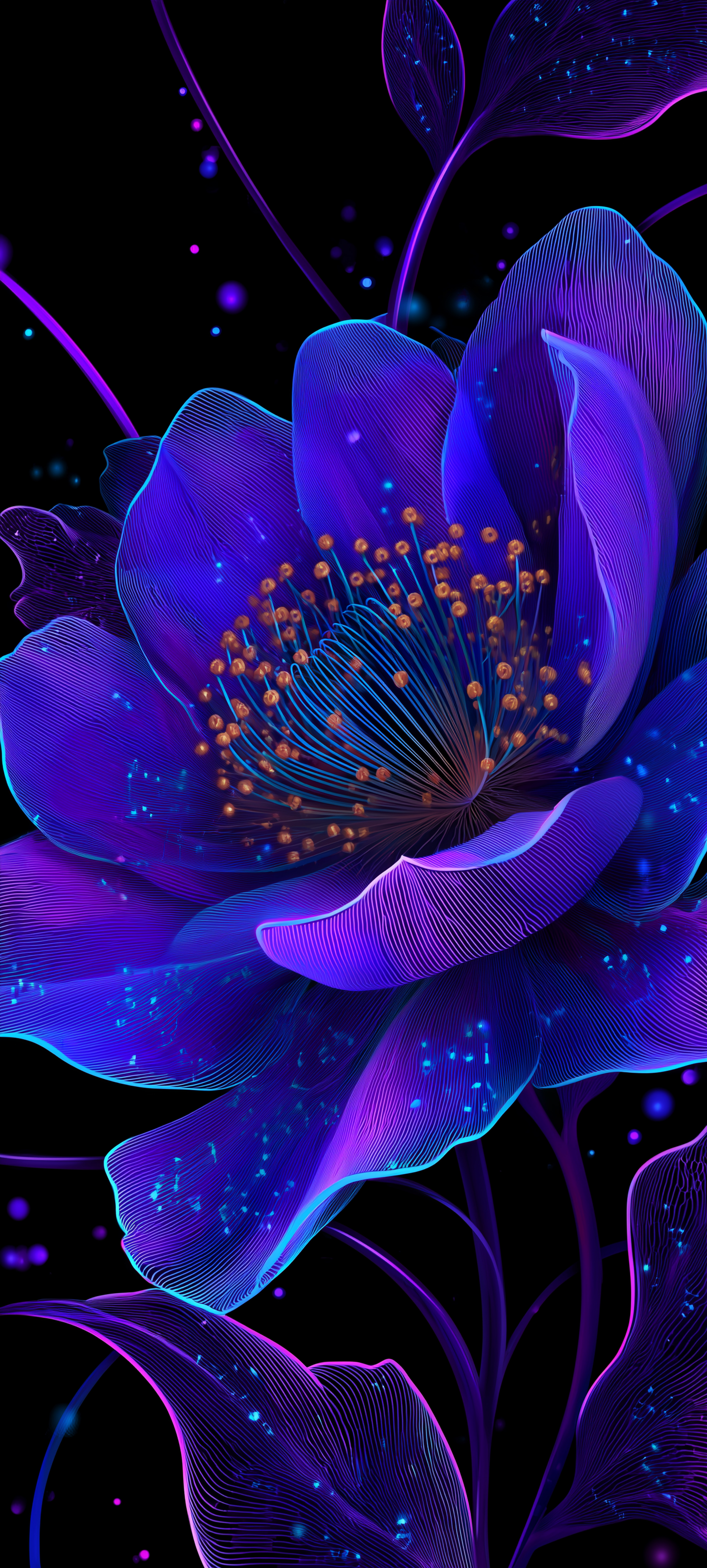 Neon Glowing Floral Art - floral wallpaper for StockWalls