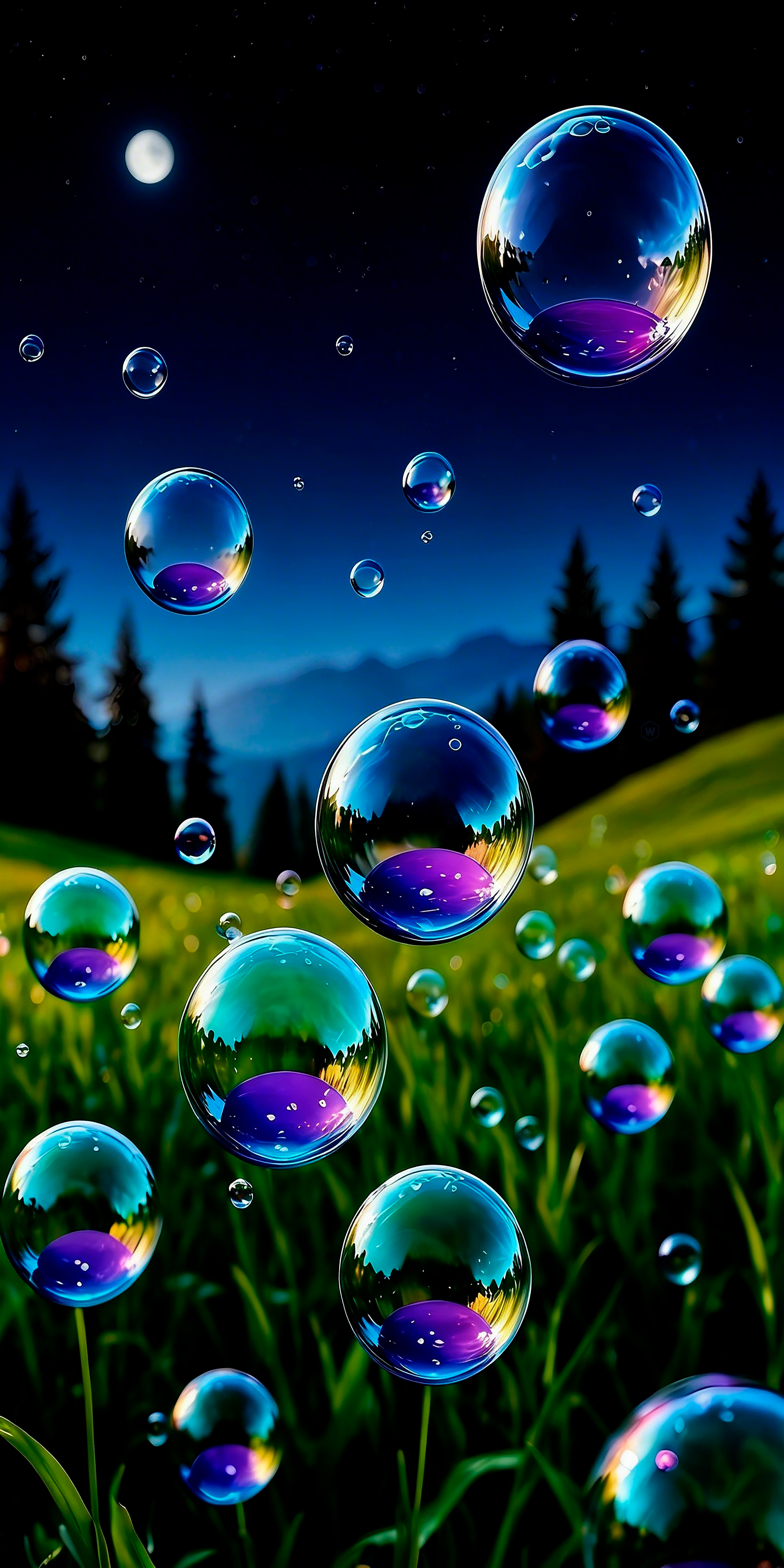 Magical Floating Bubbles Night - abstract wallpaper for StockWalls