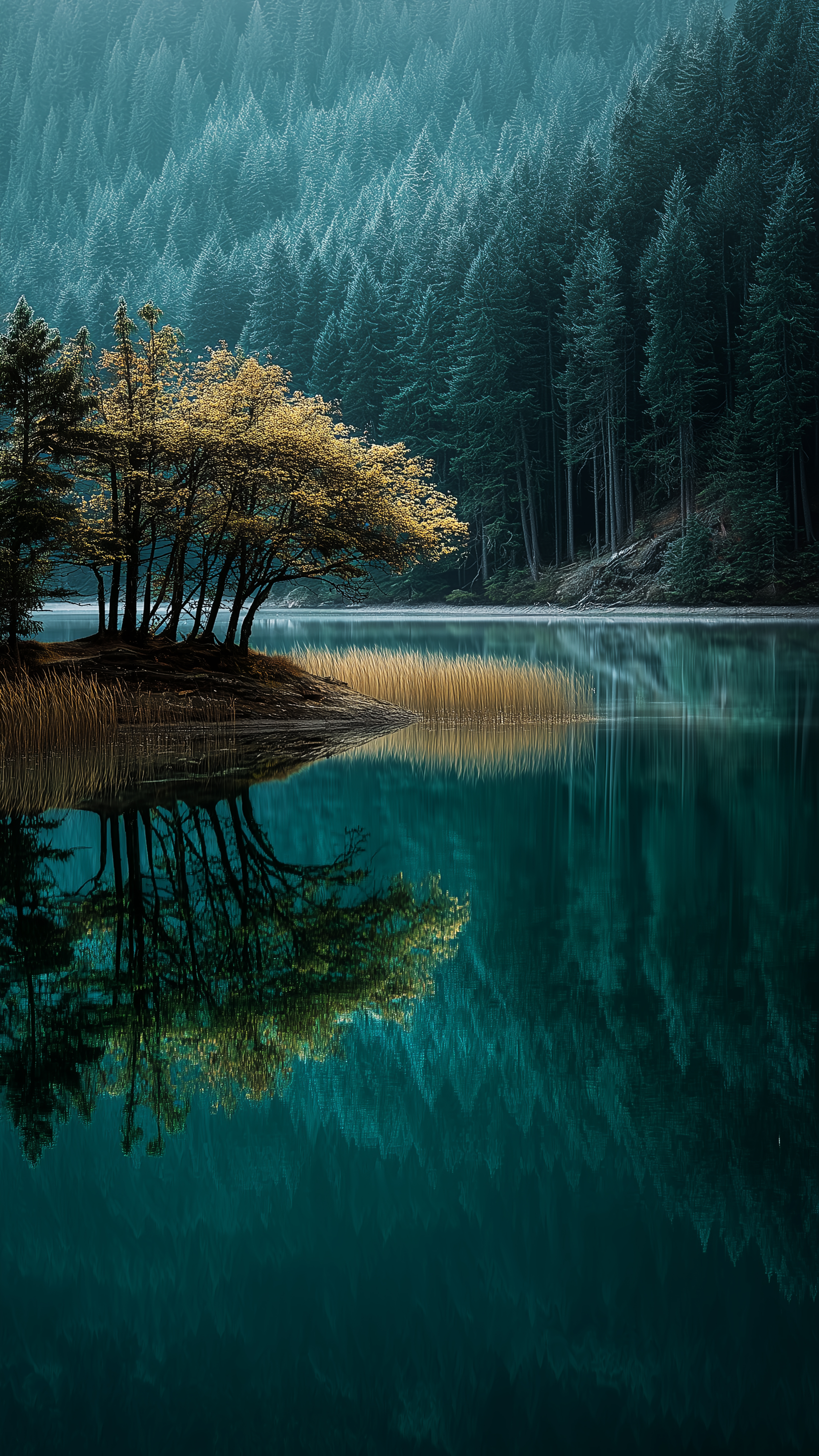 Golden Trees Lake Reflection - nature wallpaper for StockWalls