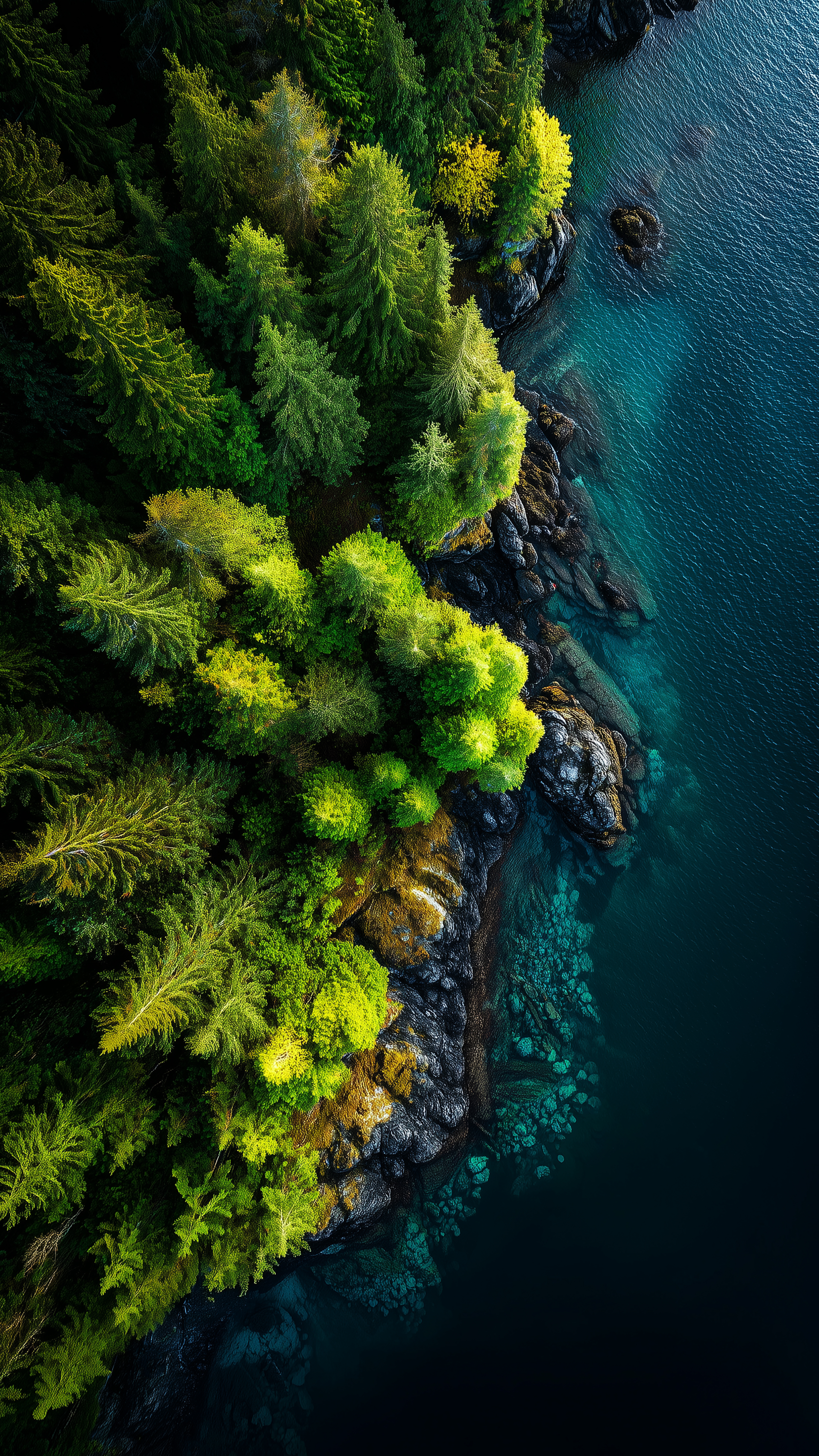 Aerial Forest Lake Shore - nature wallpaper for StockWalls