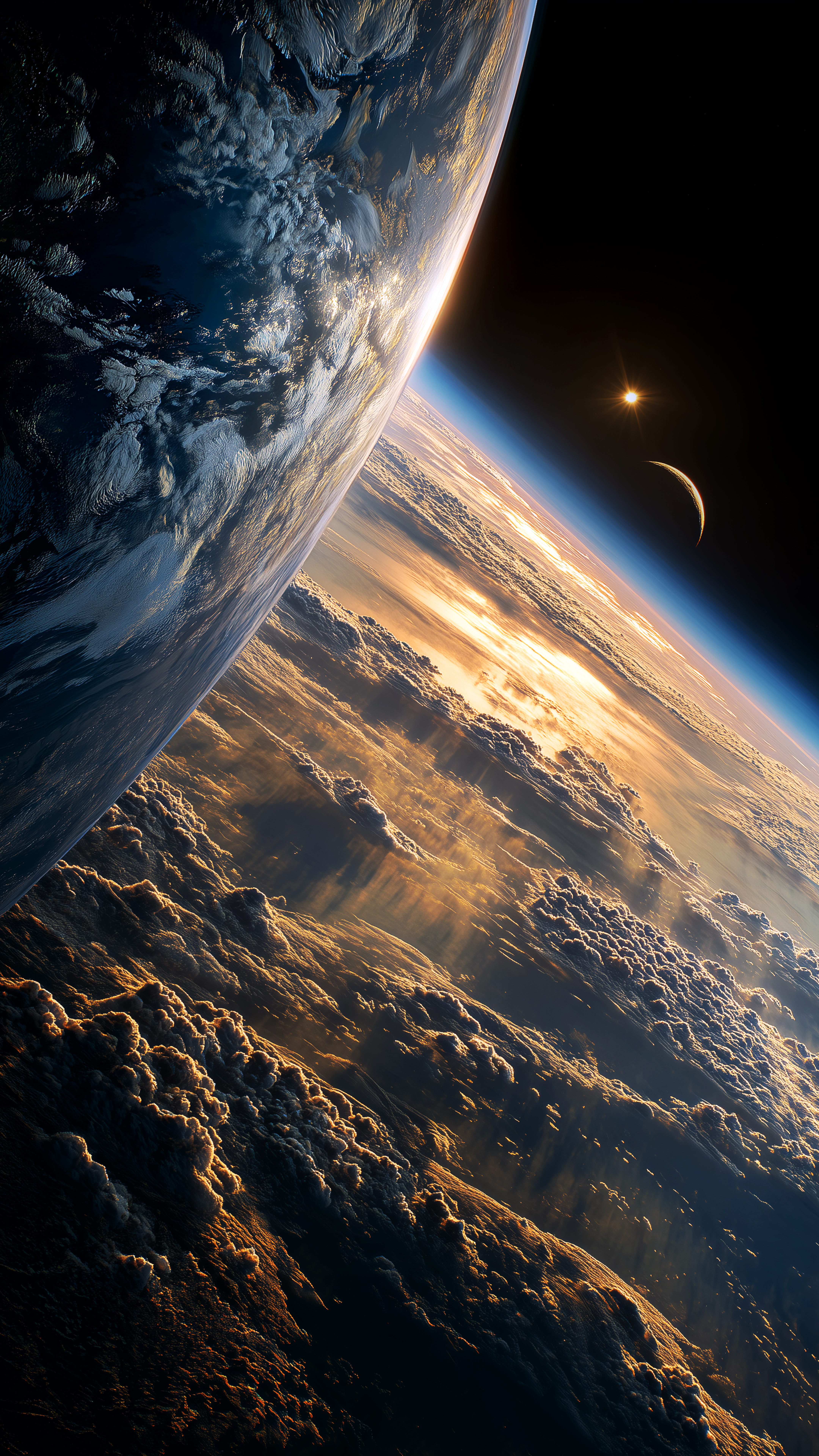 Golden Earth Orbit View - space wallpaper for StockWalls