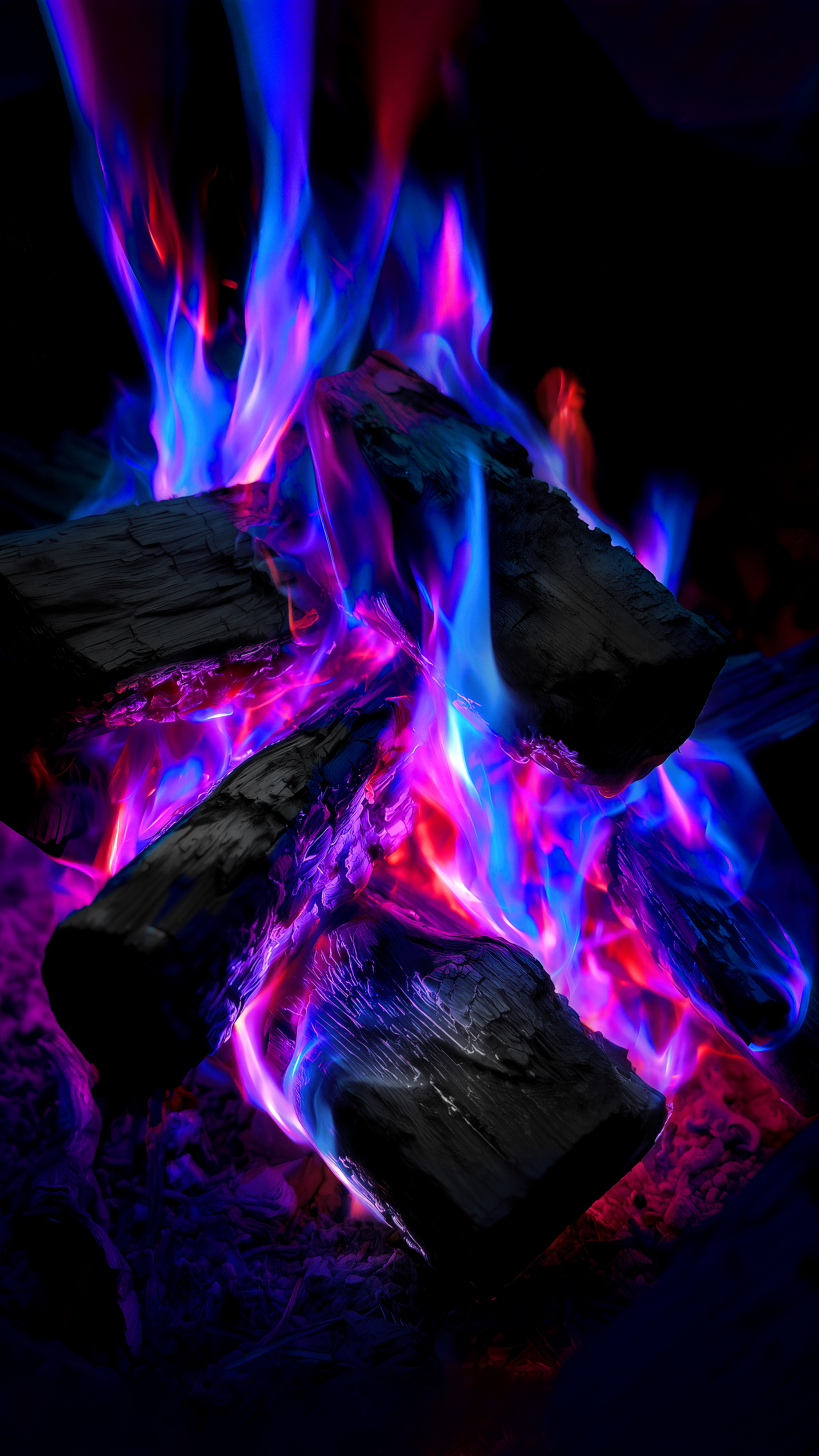 Neon Fire Wood Glow - colorful wallpaper for StockWalls