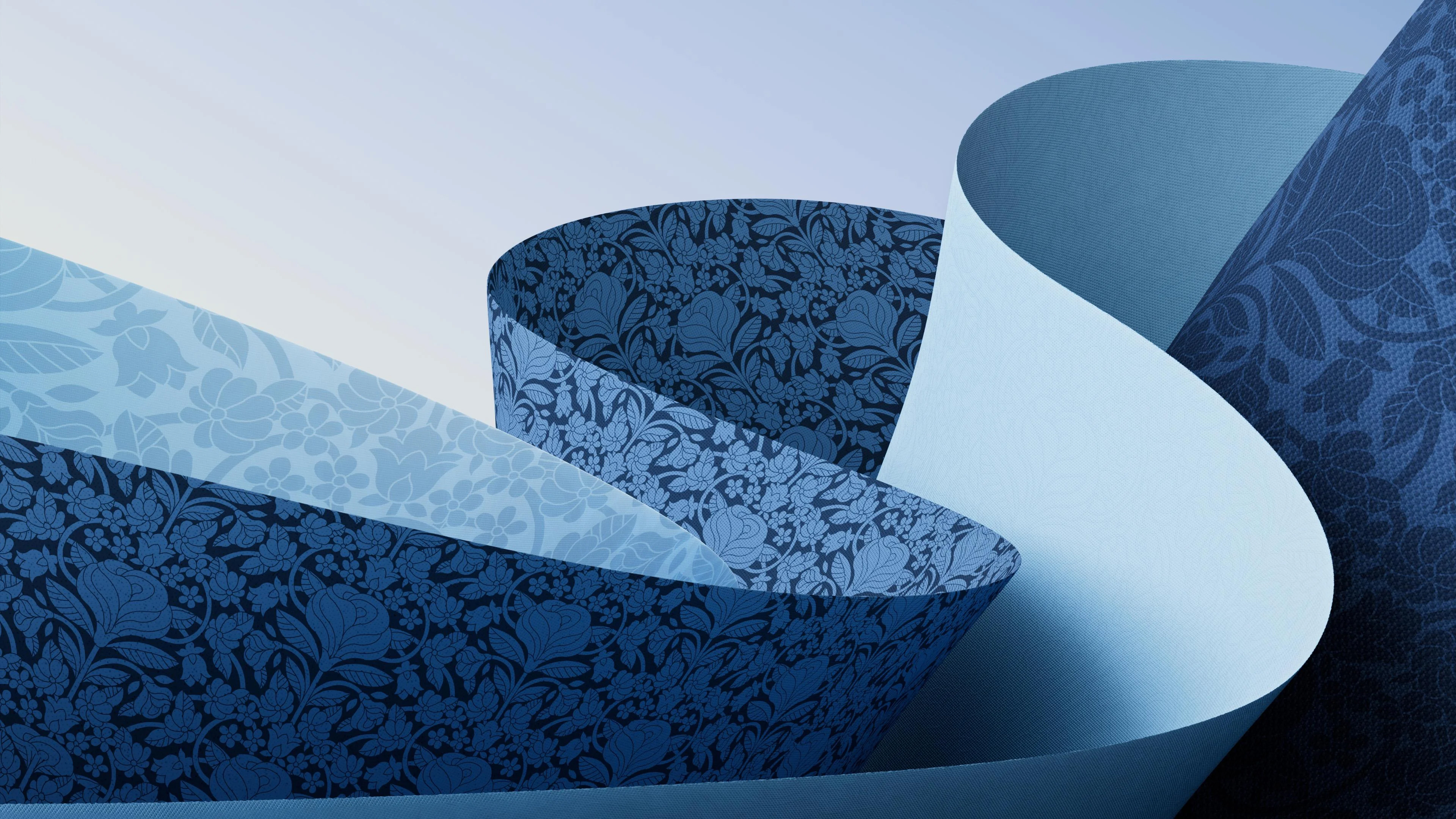 Blue Floral Fabric Waves - microsoft wallpaper for StockWalls
