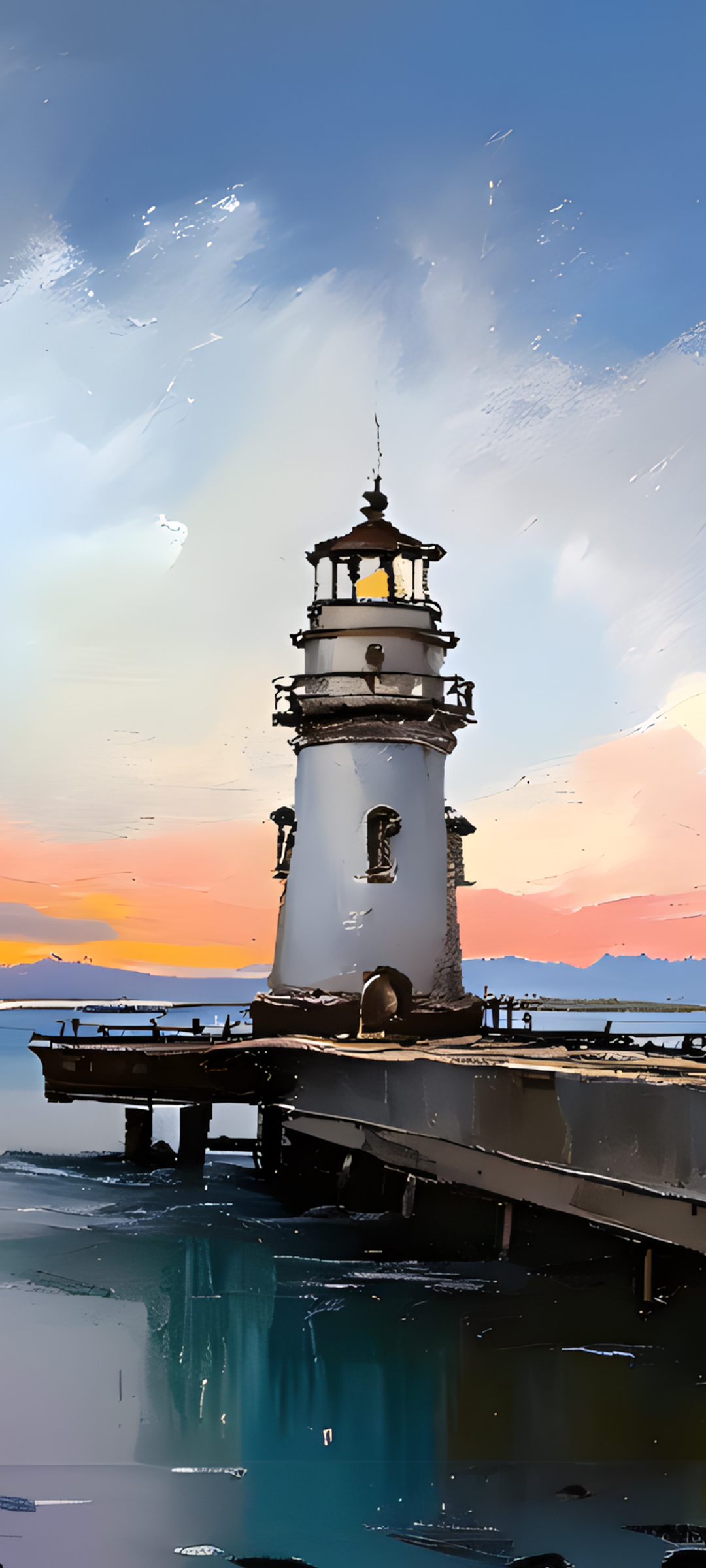 Coastal Lighthouse Sunset - huawei wallpaper for StockWalls