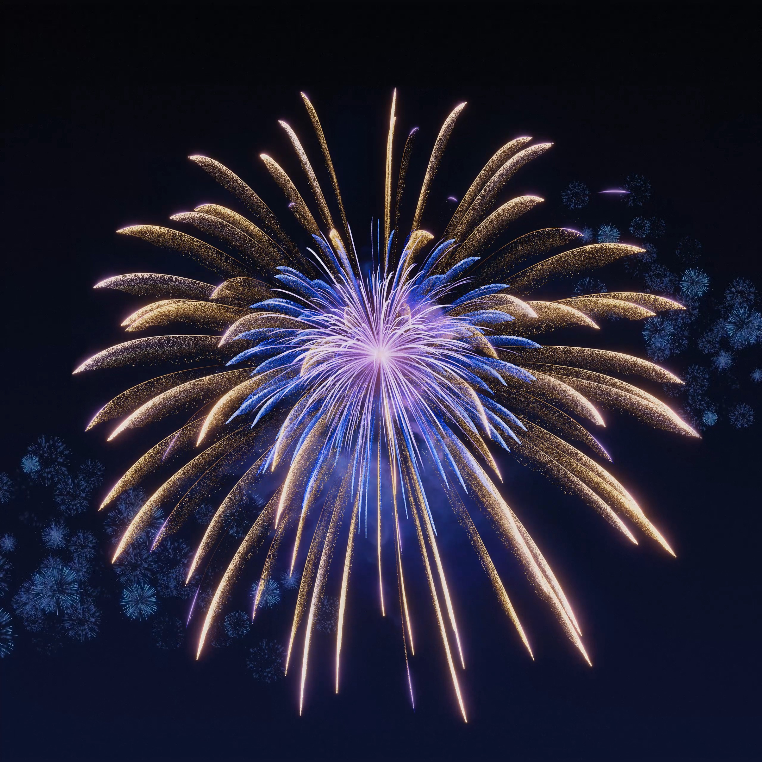 Golden Blue Fireworks Display - vivo wallpaper for StockWalls