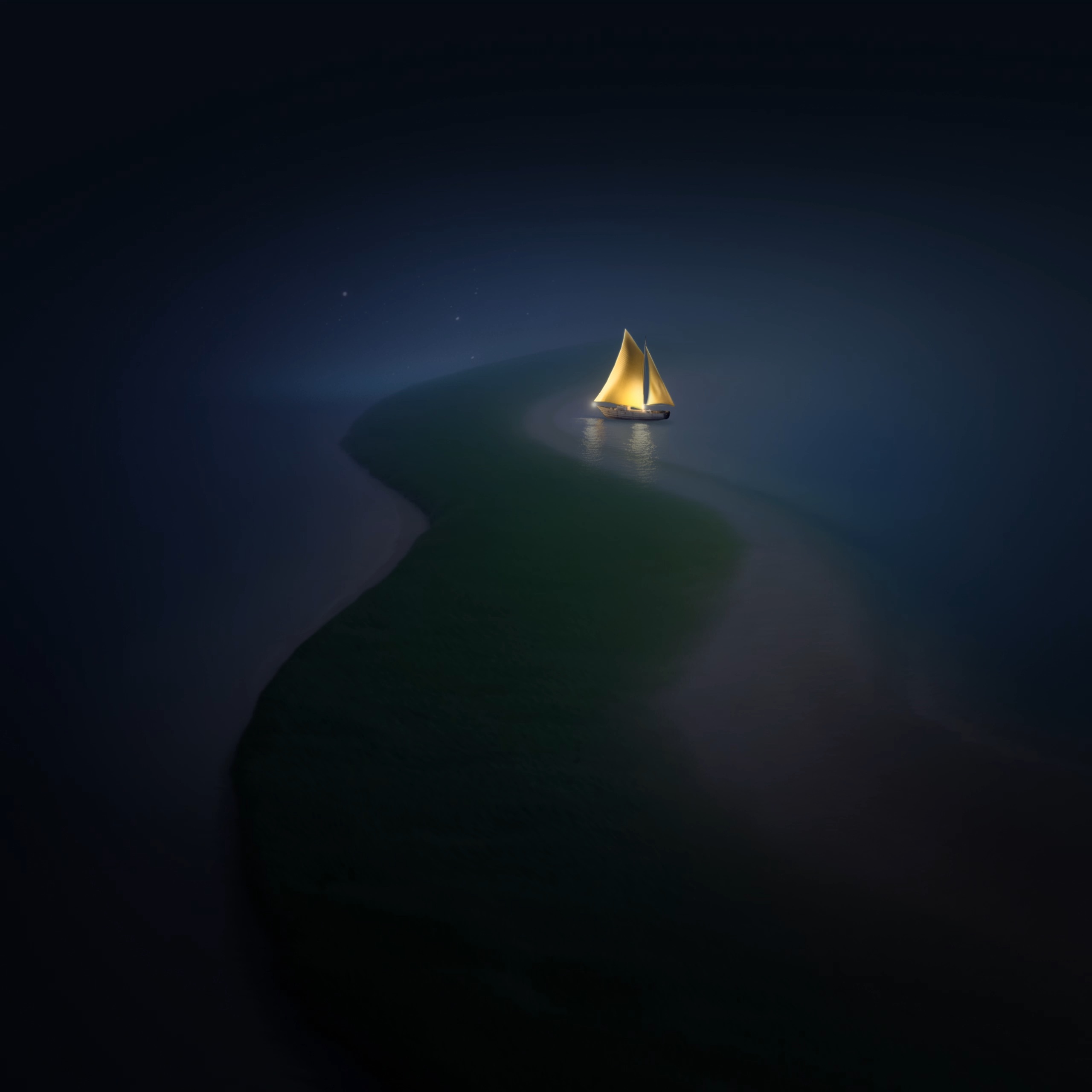Golden Sailboat Night Voyage - vivo wallpaper for StockWalls