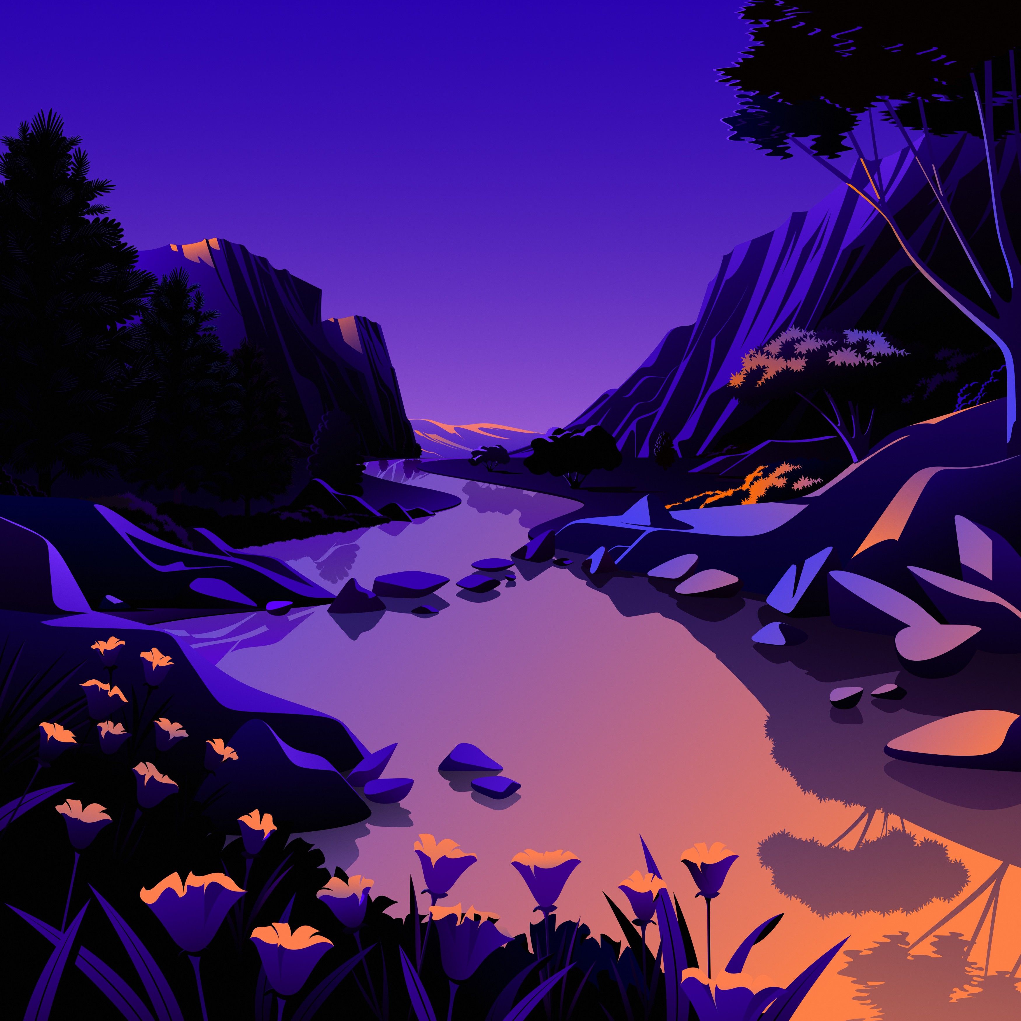 Mystic Mountain River - apple wallpaper for StockWalls