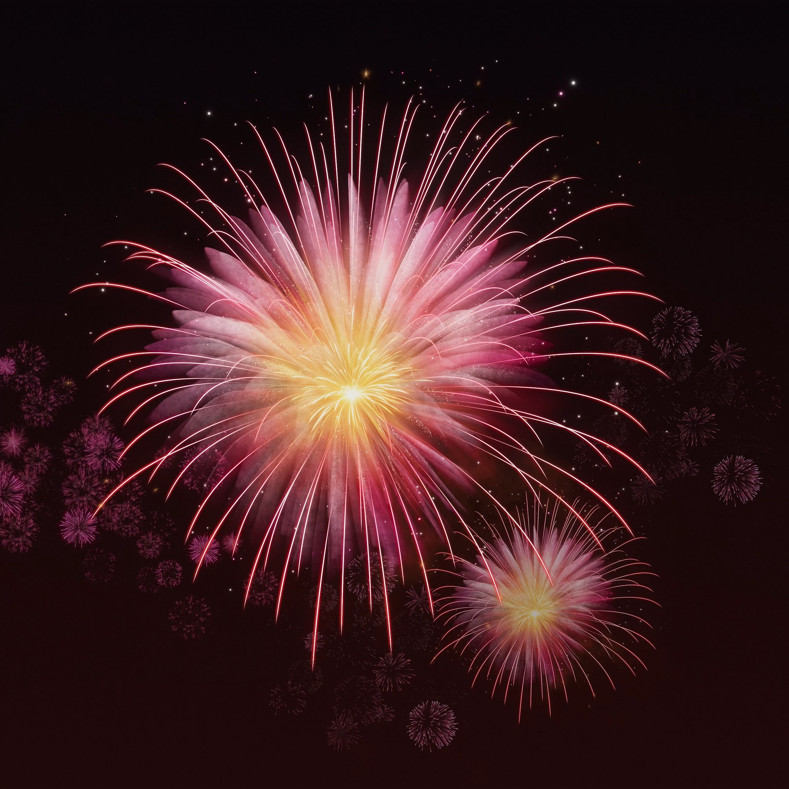 Pink and Gold Fireworks Display - vivo wallpaper for StockWalls