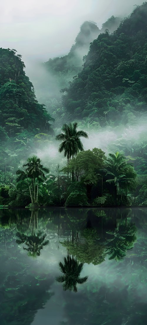 Misty Tropical Jungle Lake - Related OpersCraft wallpaper