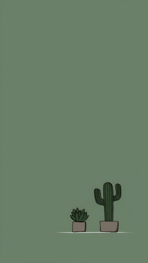 Minimalist Potted Cactus Art - Related OpersCraft wallpaper