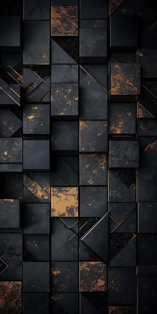 Black and Gold Cubes - geometric Wallpaper