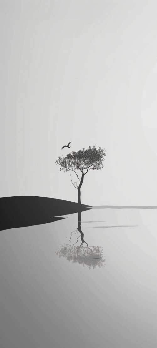 Minimalist Tree Water Reflection - Related Darkify wallpaper