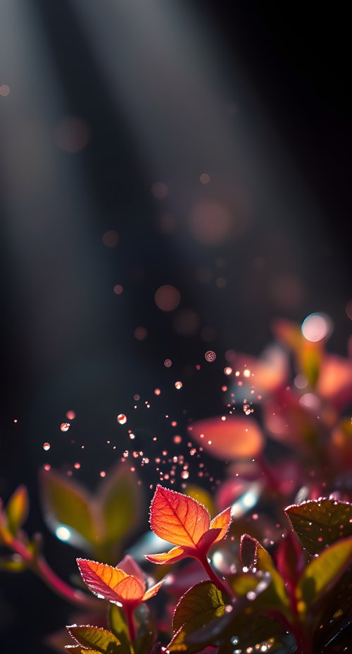 Glowing Red Botanical Leaves - botanical Wallpaper